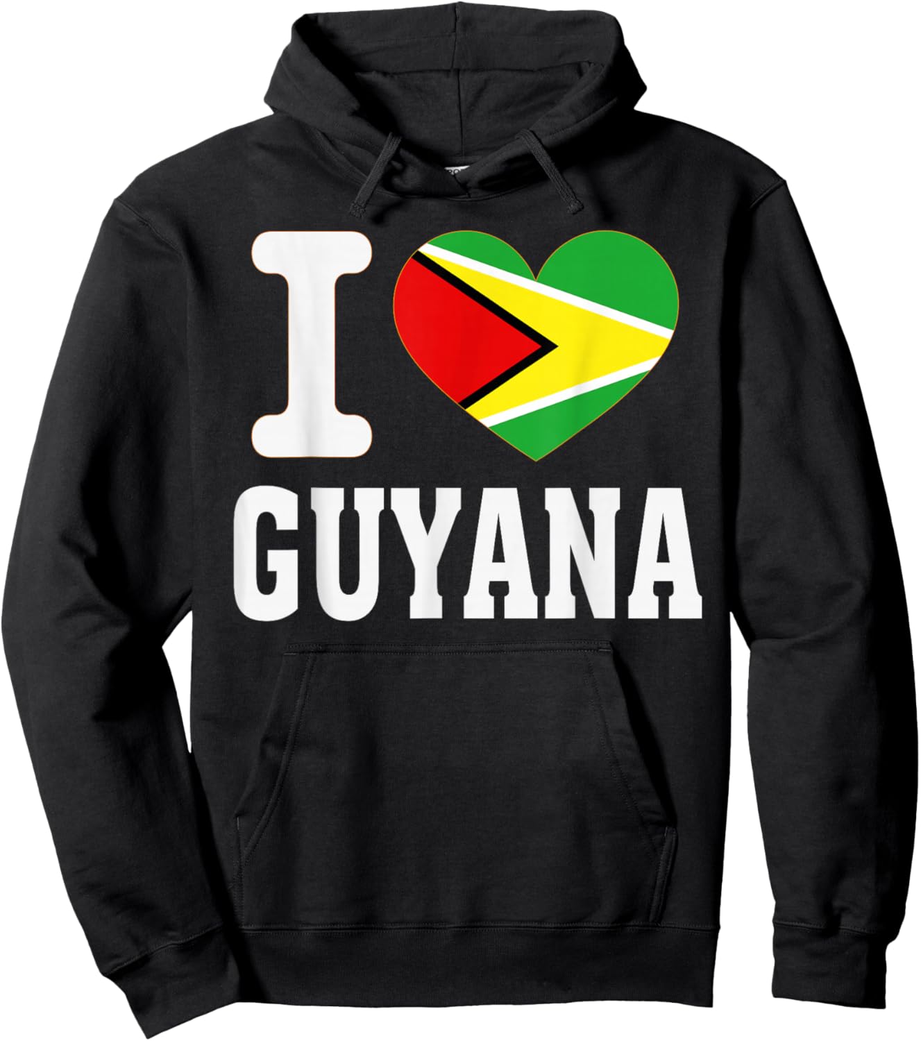 I Love Guyana Heart Souvenir Lovers Pride Travel Hoodie - Hoodie | Black