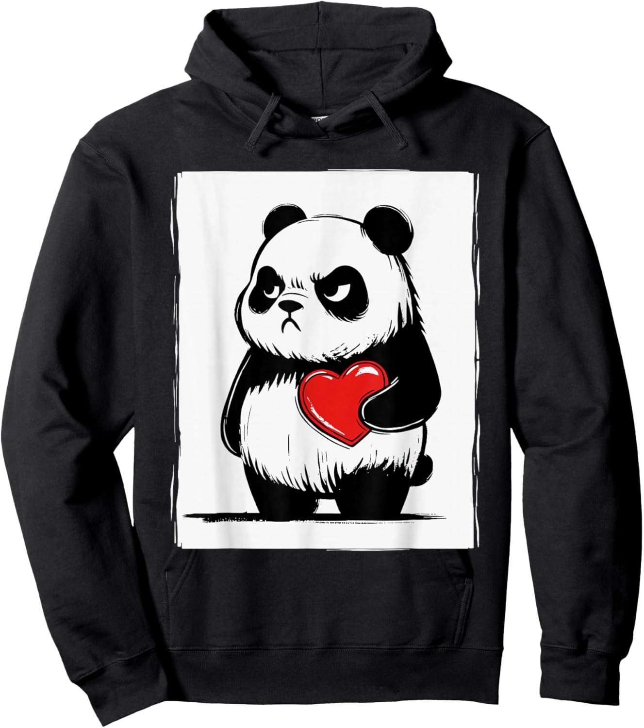 Grumpy Panda Bruh Men Women Teens Kids Funny St. Valentine's Hoodie - Hoodie | Black