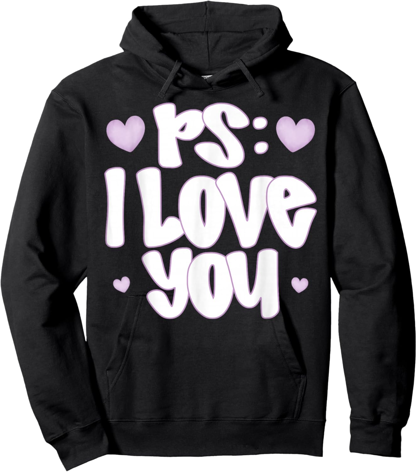 PS I Love You Day Valentine's Day Purple Heart Women Men Kid Hoodie - Hoodie | Black