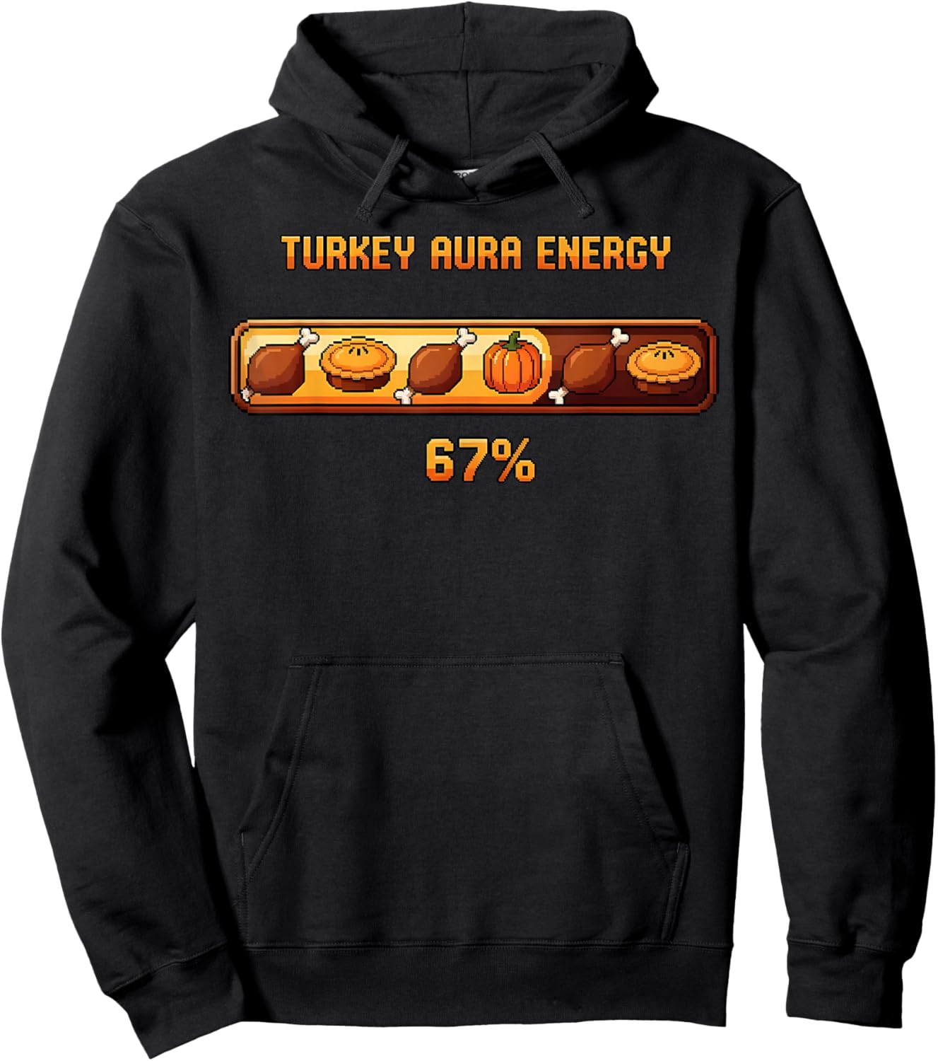 Thanksgiving Turkey Aura Energy at 67 Funny Six Seven Meme Hoodie - Hoodie | Black