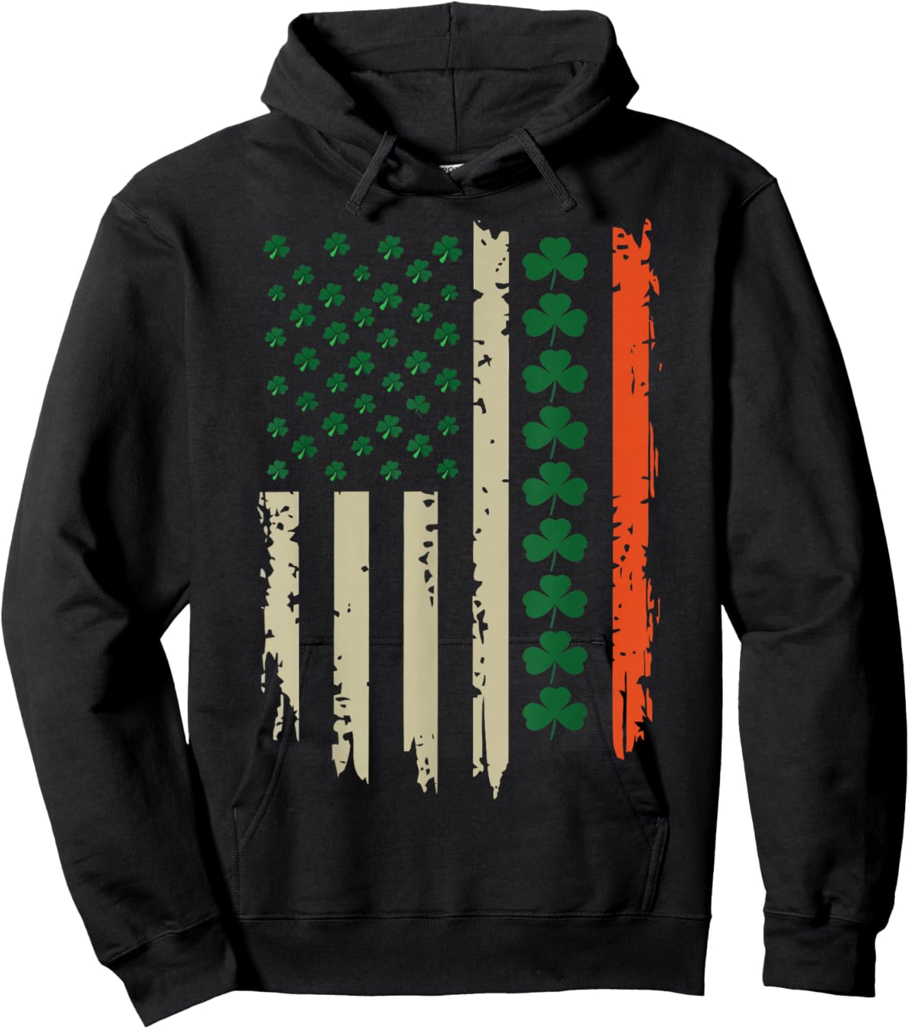 US American Shamrock Flag for St Patricks Day Funny Hoodie - Hoodie | Black
