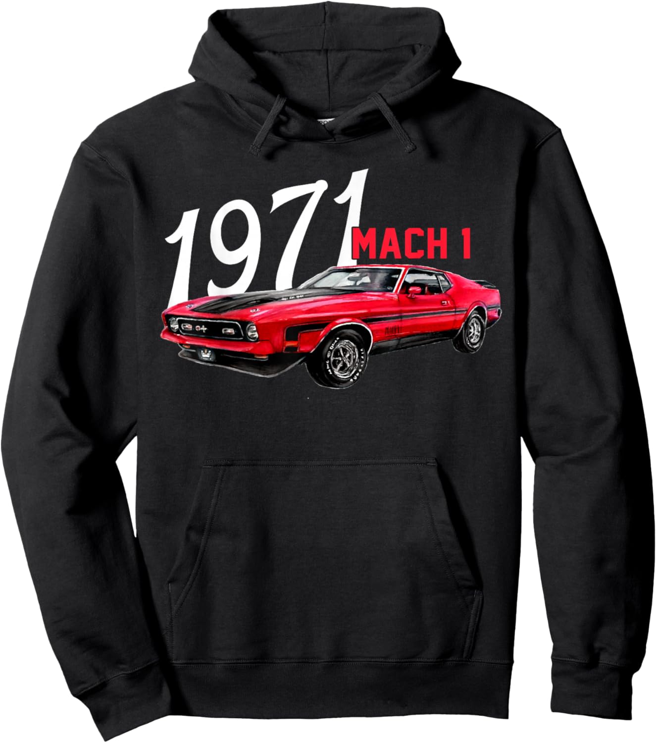 1971 71 Mach 1 Classic Vintage Old Car USA Flag Hoodie - Hoodie | Black