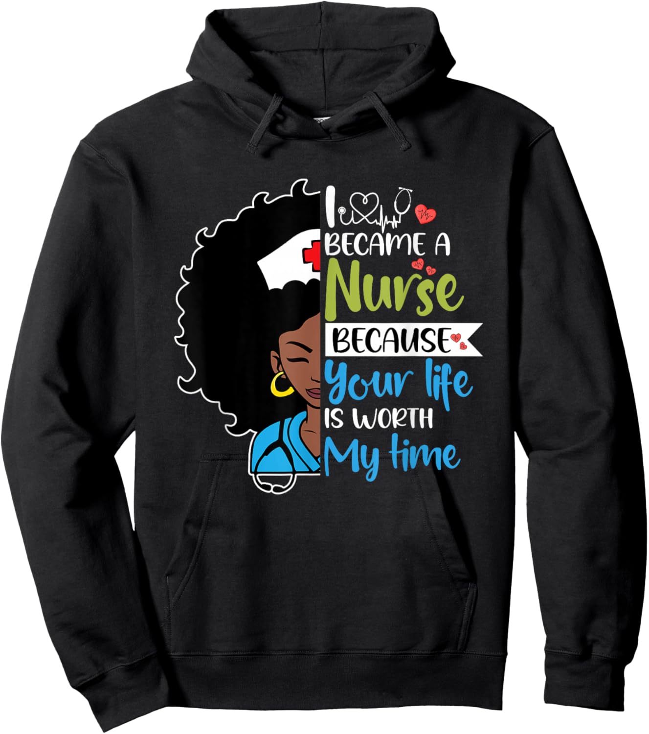 Black Woman Nurse Black History Month Nursing Scrub Hoodie - Hoodie | Black