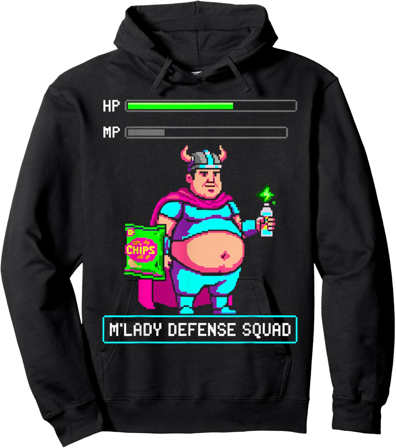 Gamer Neckbeard Meme Enthusiast M'lady Defense Squad Hoodie - Hoodie | Black