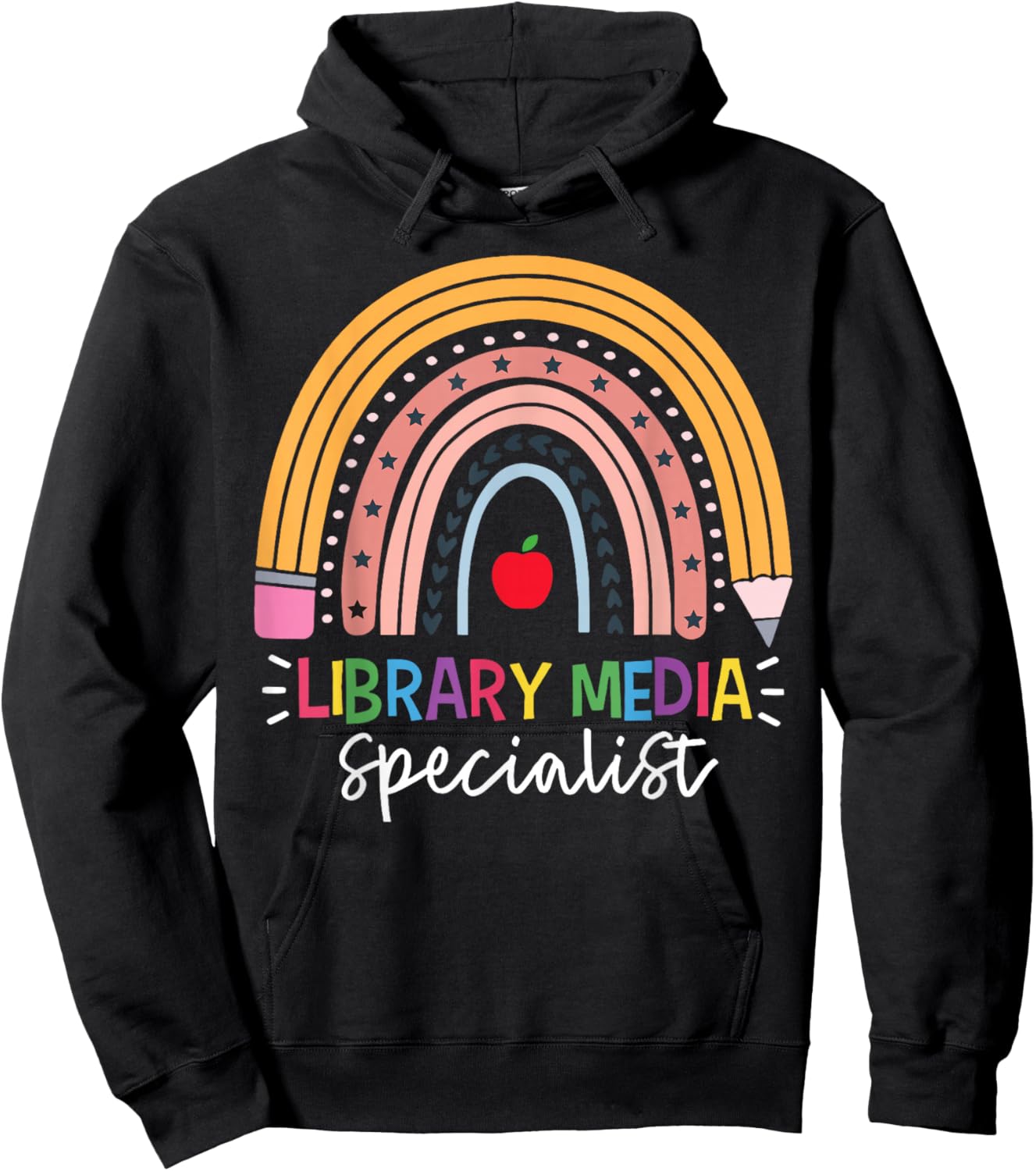 Rainbow Library Media Specialist School Library Squad Week Hoodie - Hoodie | Black