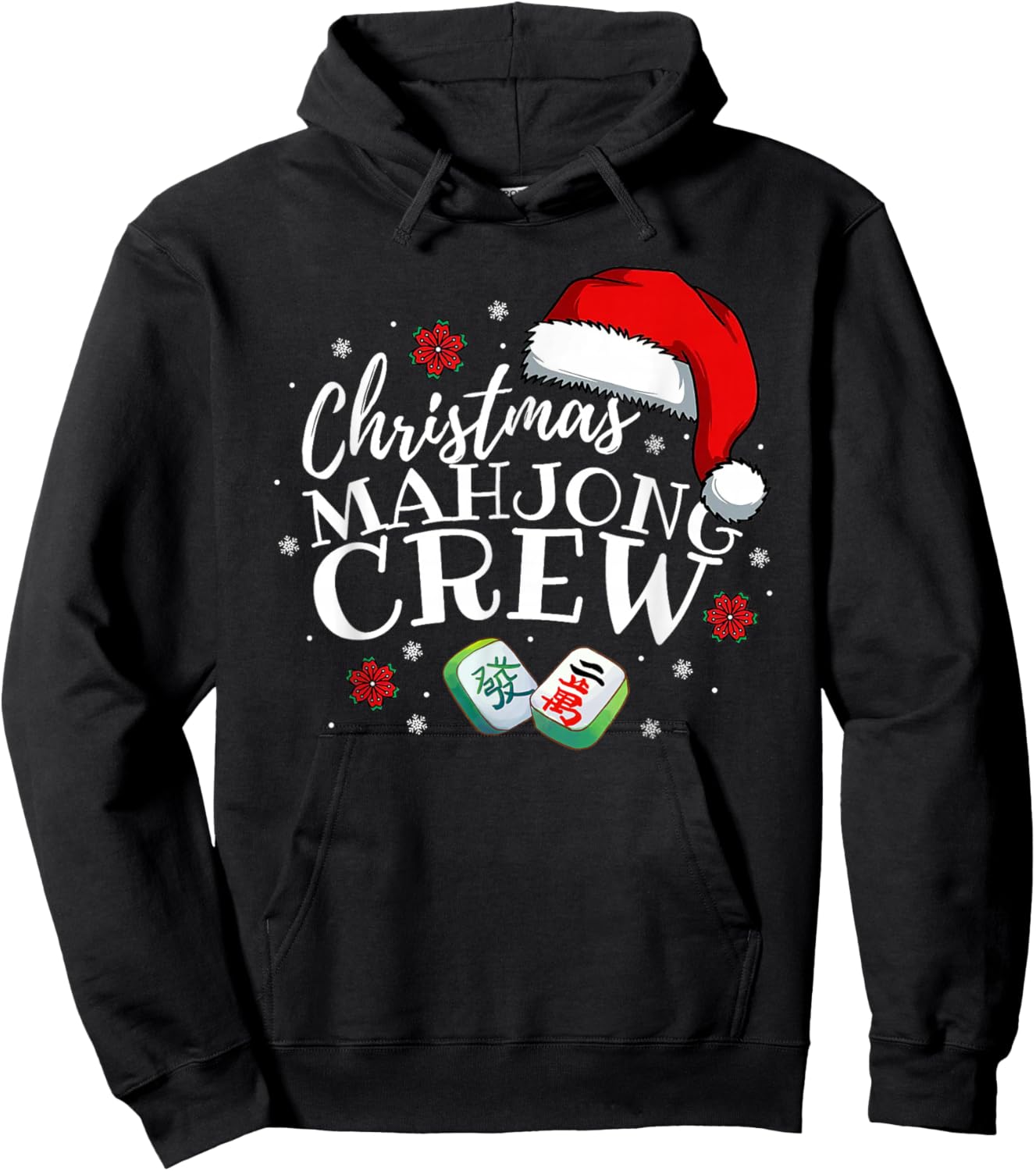 Mahjong Christmas Crew Matching Family Xmas Party Men Women Hoodie - Hoodie | Black