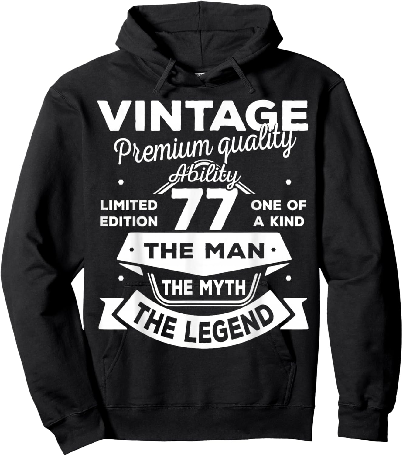 77th Birthday Gift Man Myth Legend 1949 77 Years Old Hoodie - Hoodie | Black