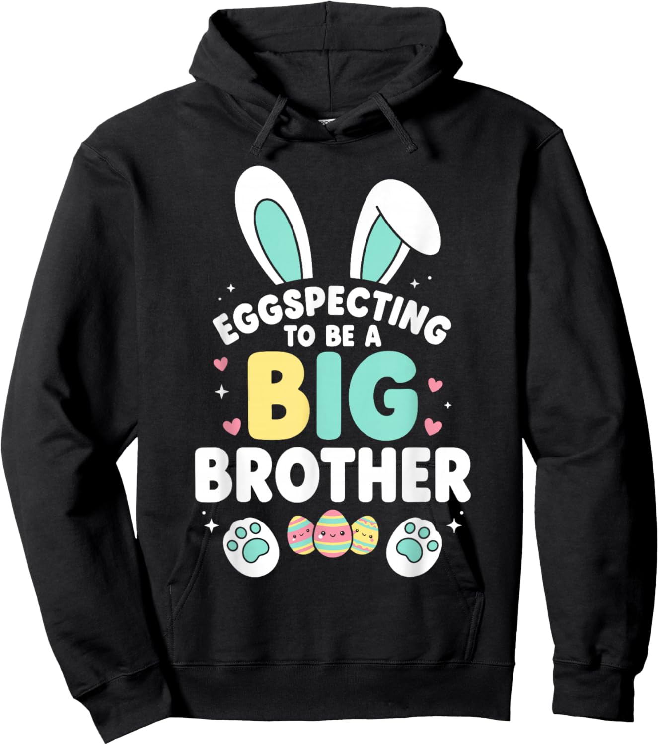 Boy Easter Baby Announcement Eggspecting to Be a Big Brother Hoodie - Hoodie | Black