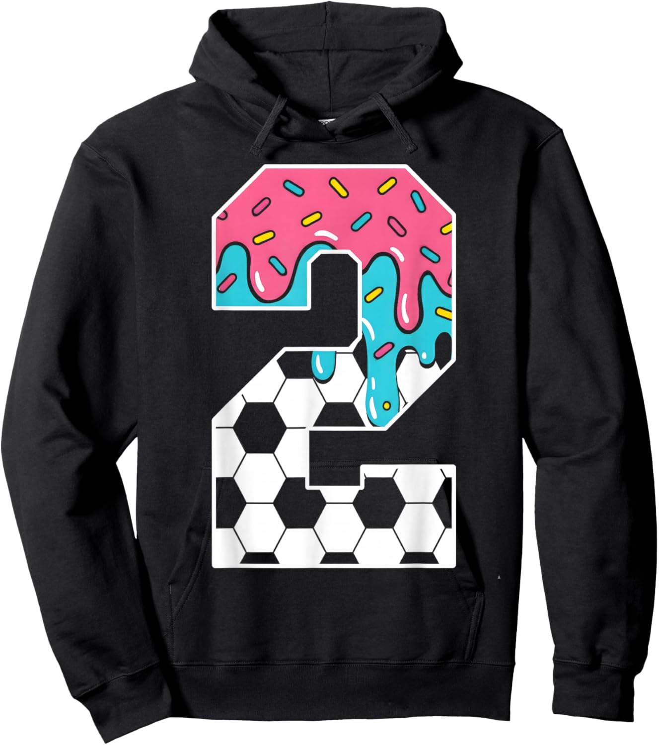 Soccer 2 Year Old Ice Cream Drip Youth 2nd Birthday Boy 2 Hoodie - Hoodie | Black