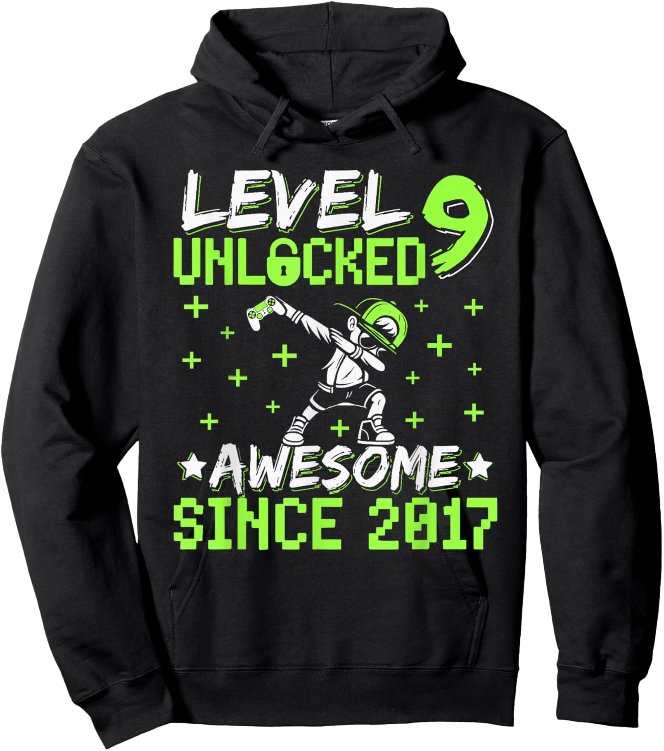 Level 9 Unlocked Awesome Since 2017 9th Birthday Gamer Boy Hoodie - Hoodie | Black