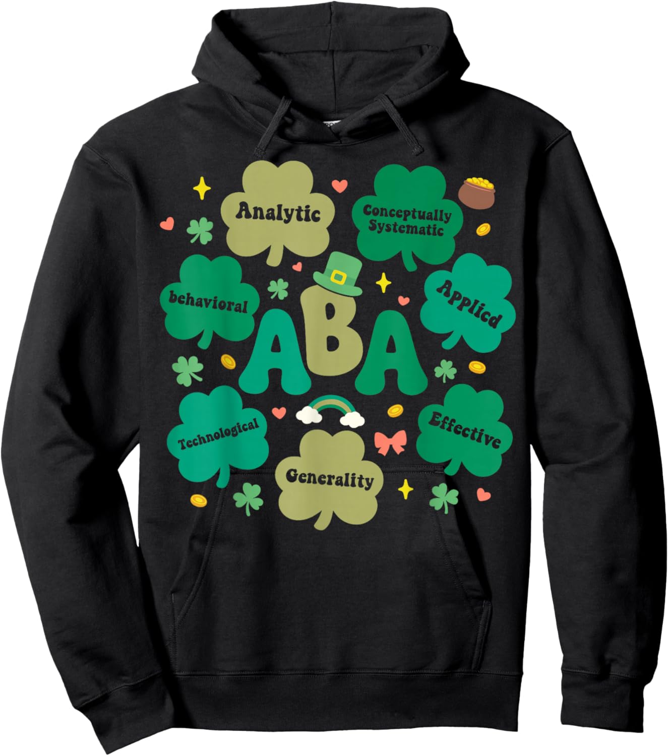 Behavioral Analysts ABA Therapist Shamrock St Patricks Day Hoodie - Hoodie | Black