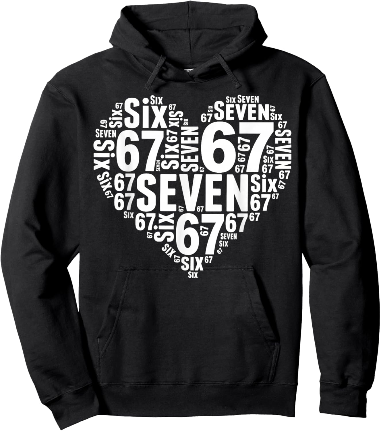 Six Seven Heart 67 Meme 6 7 Valentines Day Teens Boys Kids Hoodie - Hoodie | Black