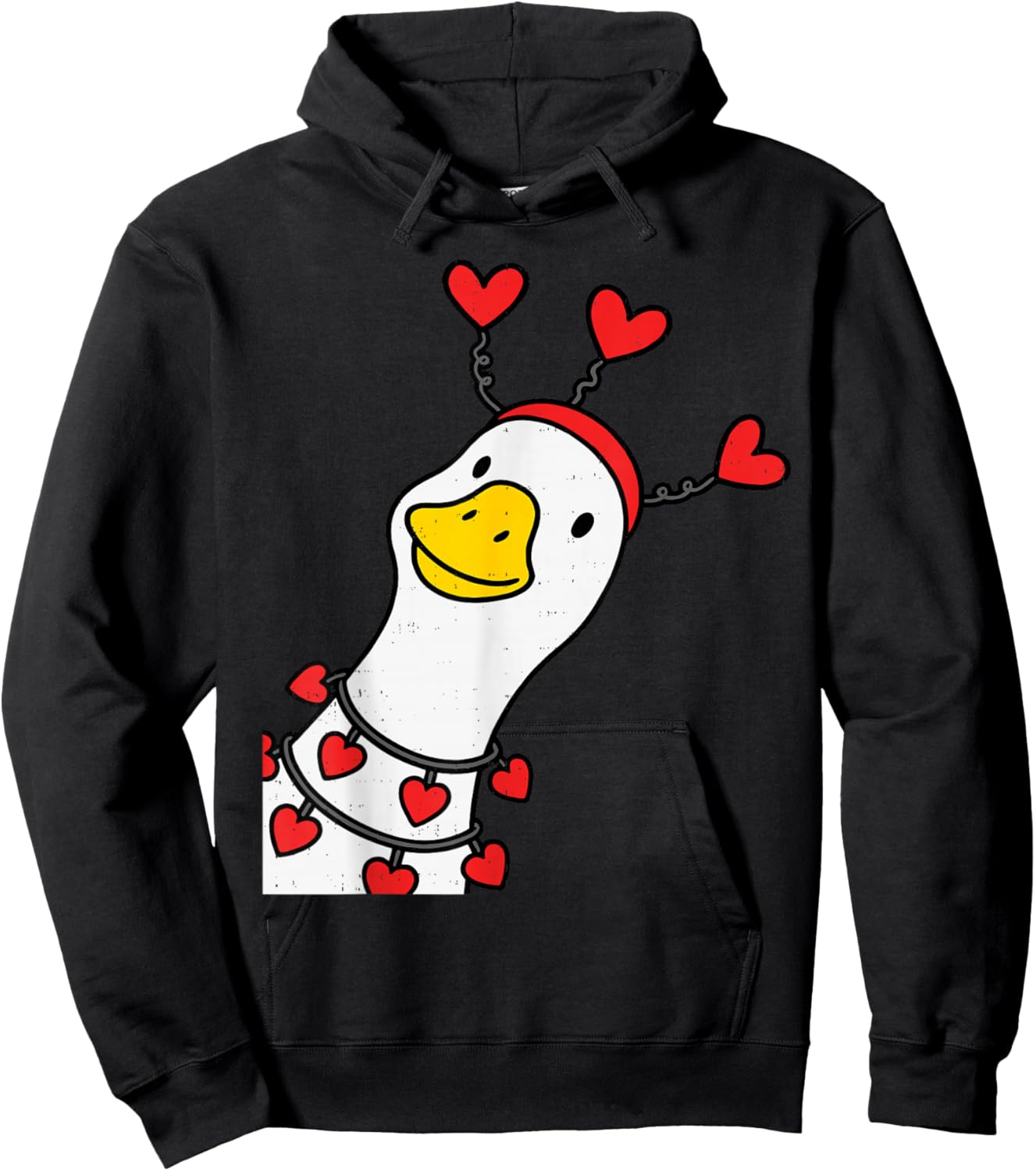 Cute Goose Valentines Day Duck Valentine Women Teen Girl Kid Hoodie - Hoodie | Black