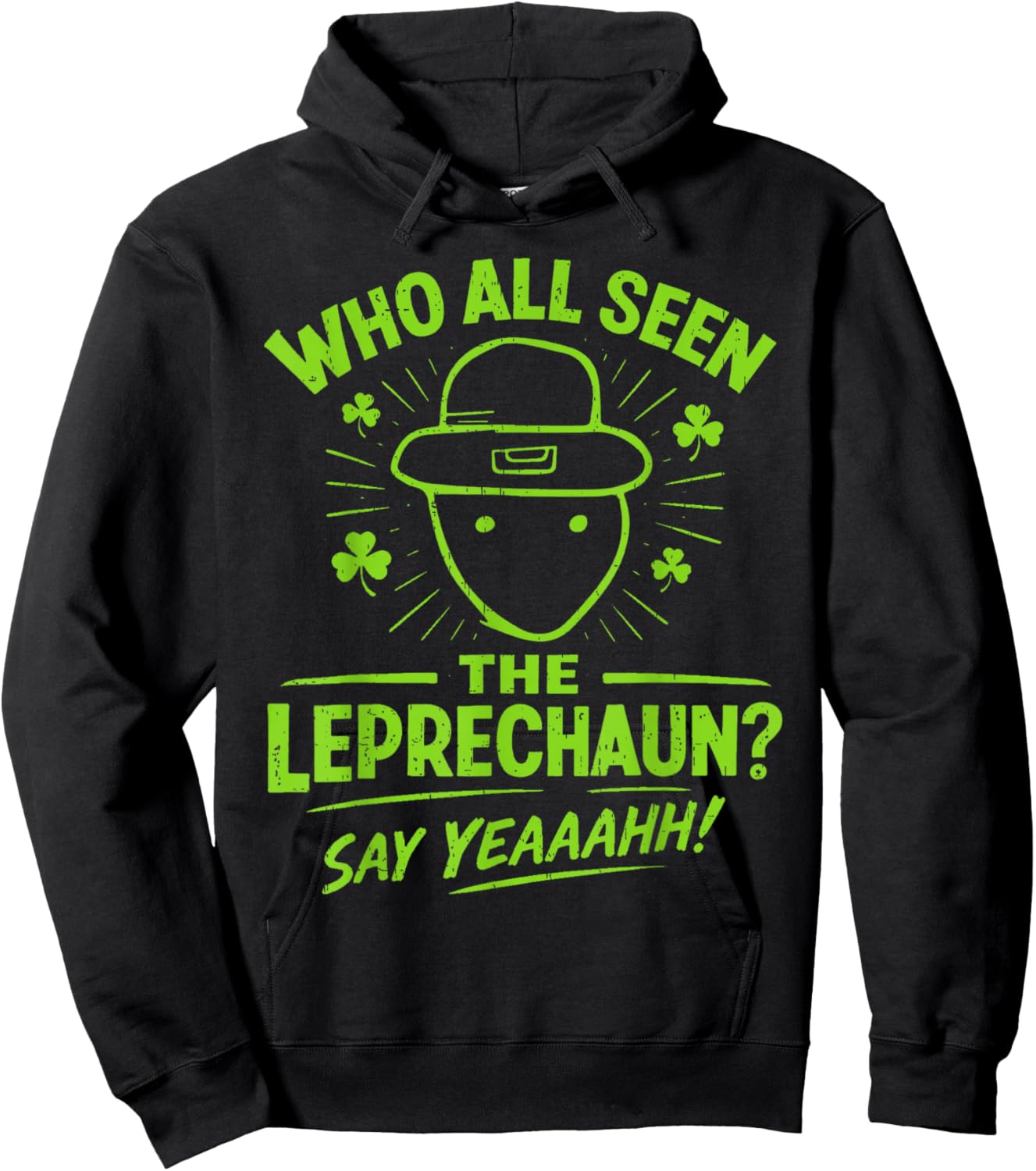 Funny Leprechaun Amateur Sketch Meme Irish St Patrick's Day Hoodie - Hoodie | Black