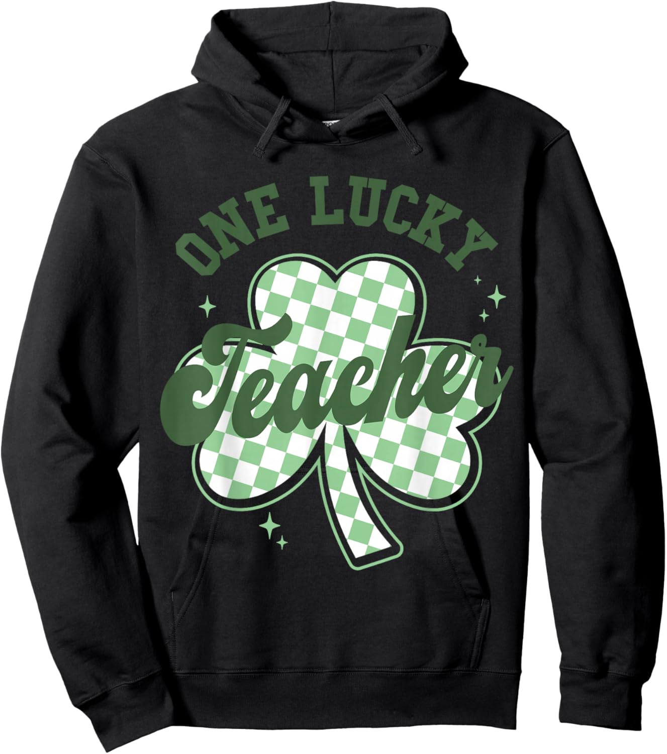 Teacher St Patricks Day Cute One Lucky Teacher Shamrock Hoodie - Hoodie | Black