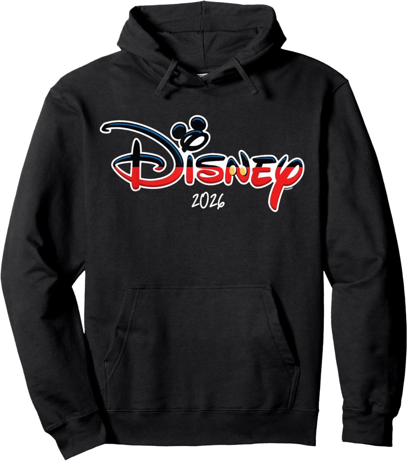 Disney Mickey Mouse Script Logo 2026 Vacation Trip Matching Hoodie - Hoodie | Black