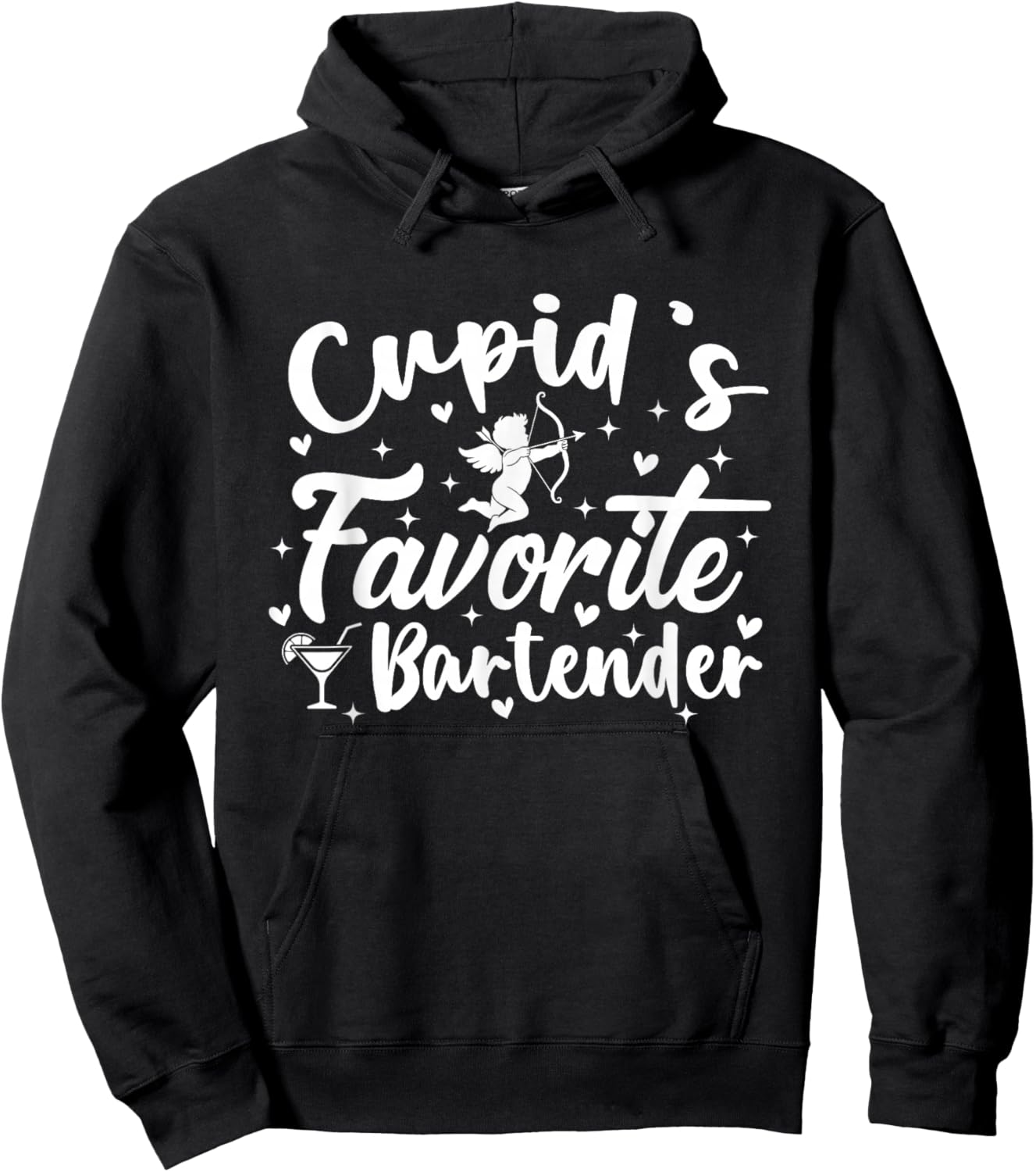Cupid's Favorite Bartender Valentine’s Day Funny Bartending Hoodie - Hoodie | Black