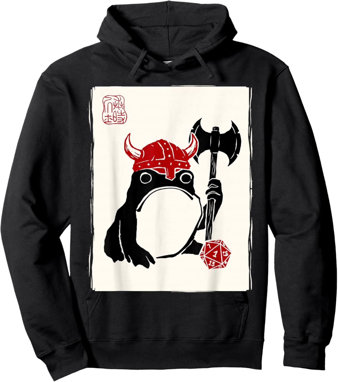 NAT 1 Grumpy Japanese Frog Barbarian Funny DND Hoodie - Hoodie | Black