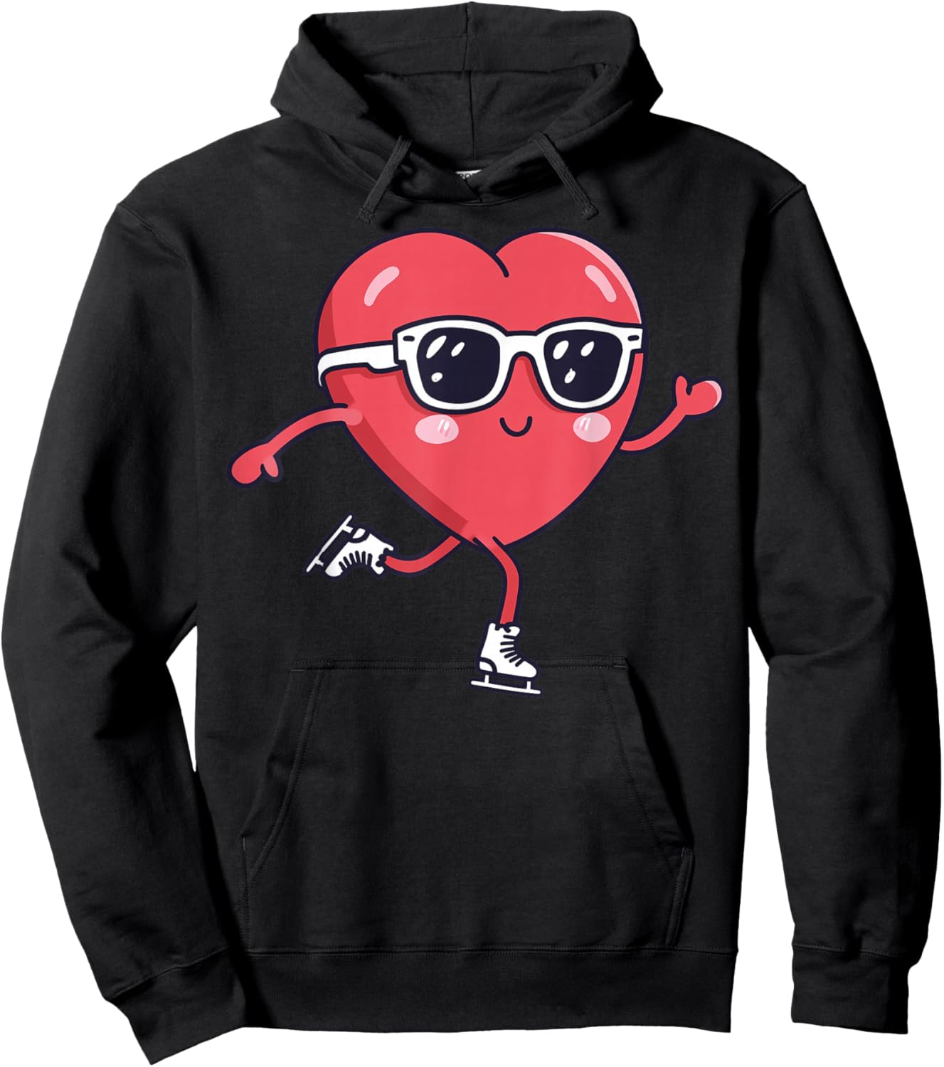 Ice Skating Heart Ice Skater Figure Skating Valentine's Day Hoodie - Hoodie | Black