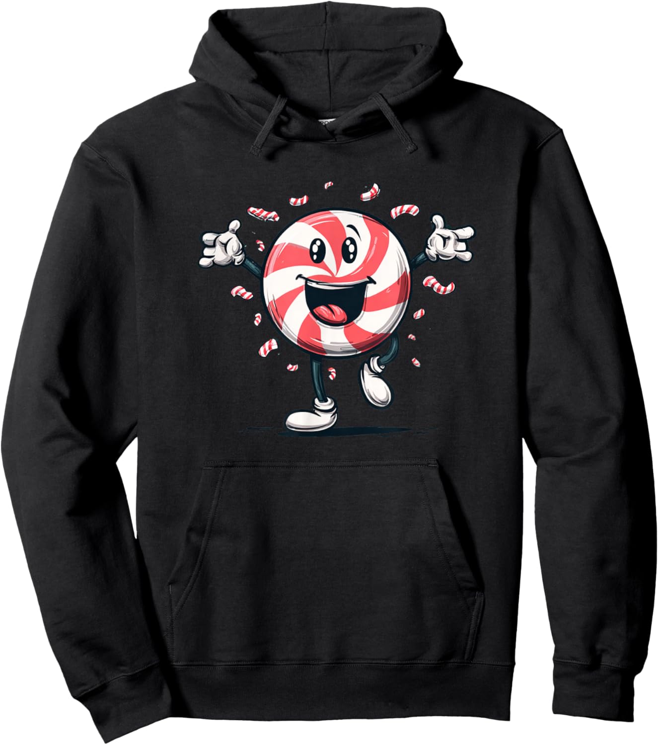 Happy Peppermint Christmas Candy Costume Hoodie - Hoodie | Black