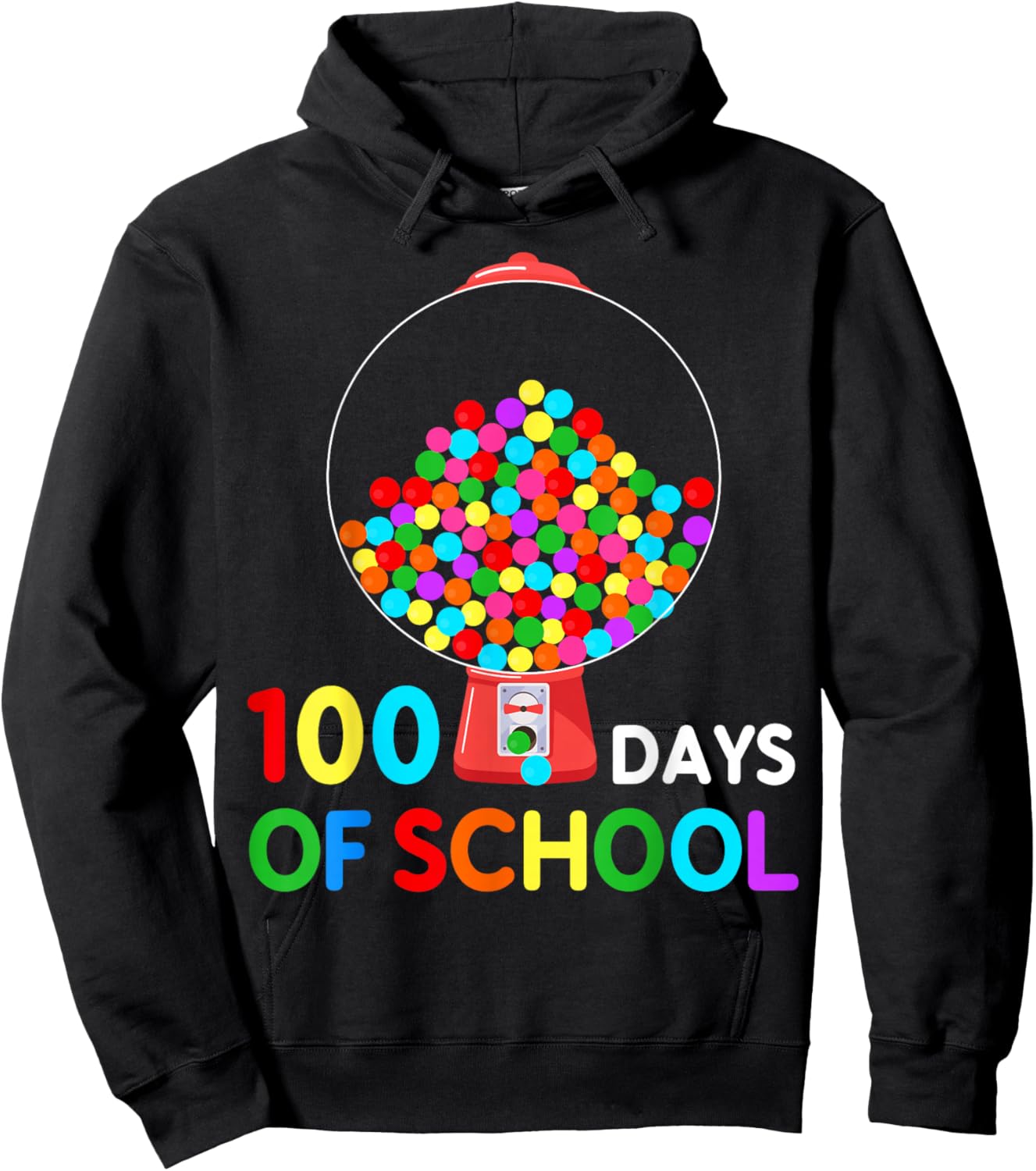 100 Days of School Gumball Machine 100th Day of School Kids Hoodie - Hoodie | Black