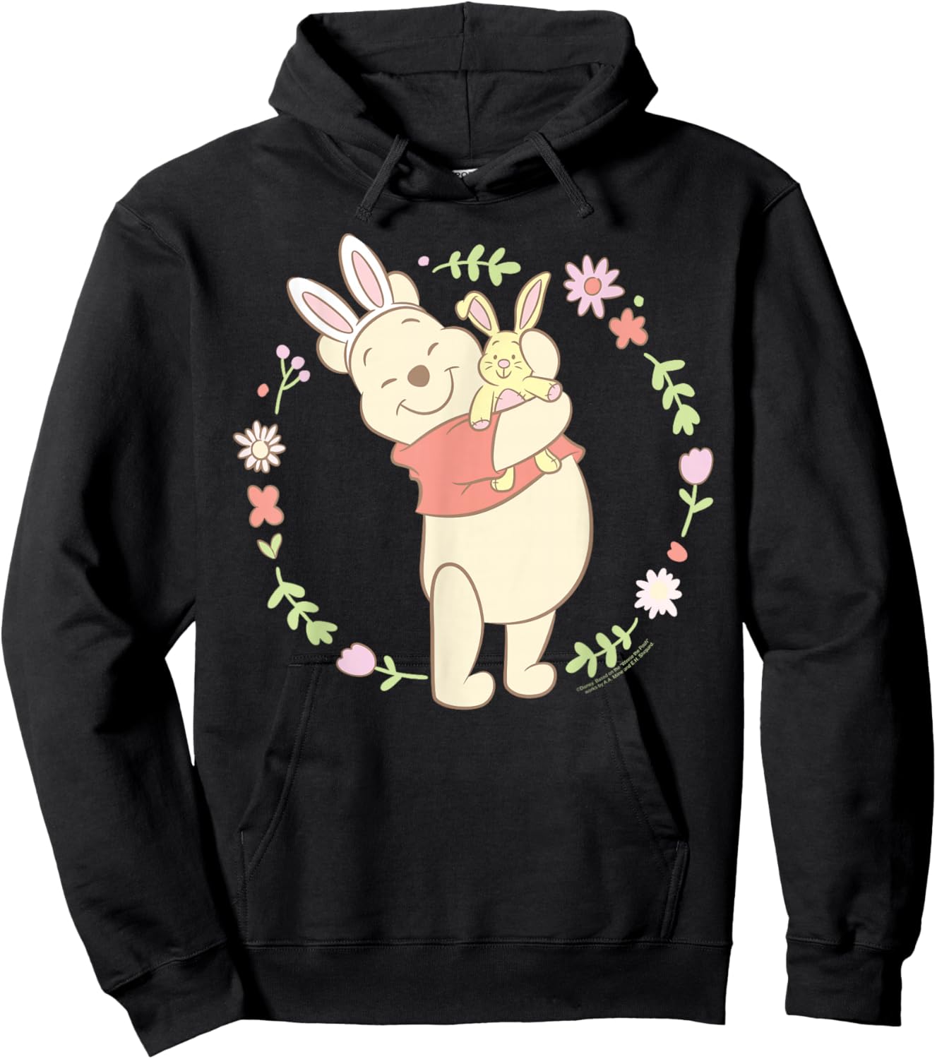 Disney Winnie The Pooh Easter Bunny Hug Pastel Spring Flower Hoodie - Hoodie | Black