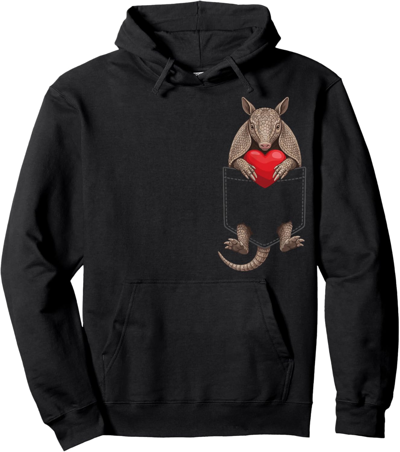 Cute Armadillo in Pocket Animal Lover Design Valentines Hoodie - Hoodie | Black