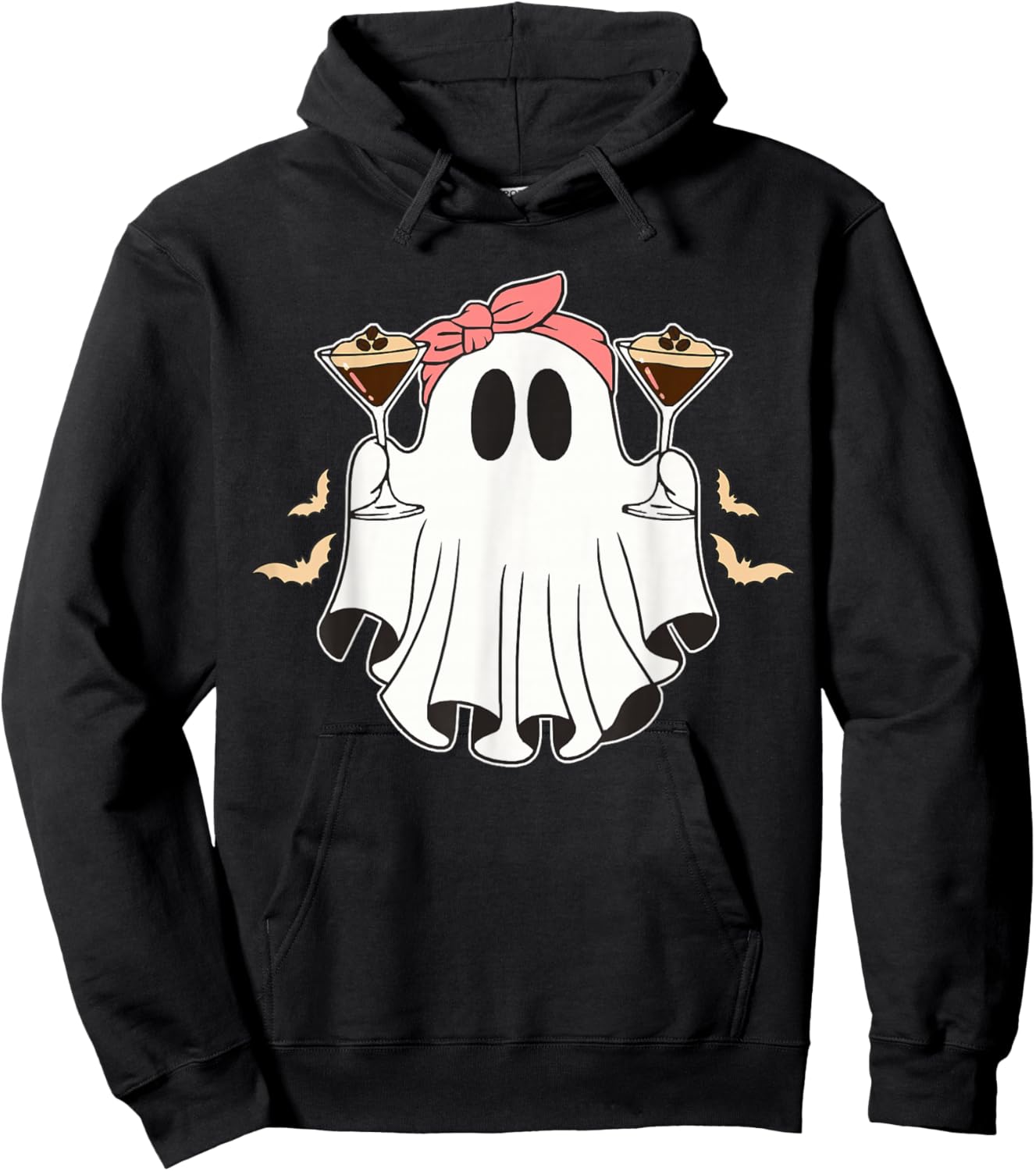 Cute Halloween Ghost Holding an Espresso Martini Hoodie - Hoodie | Black