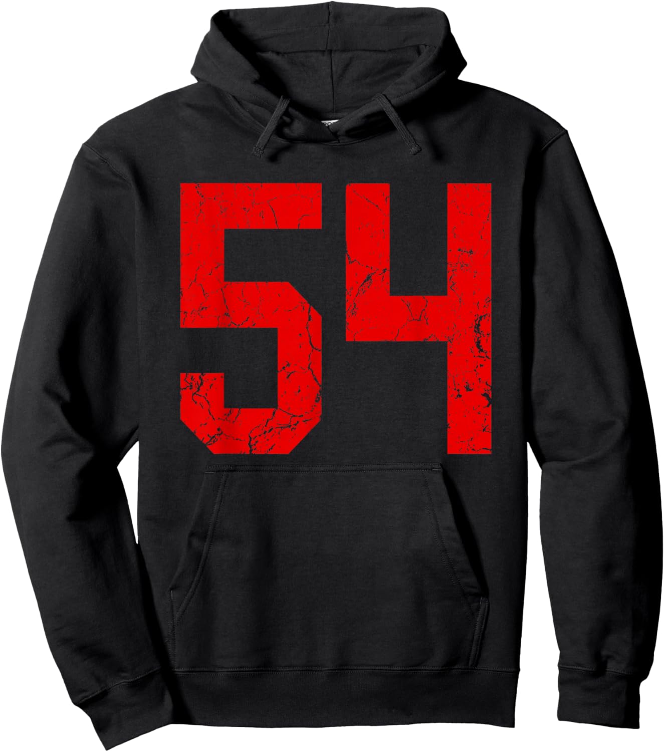 Distressed Red Number 54 Jersey Player Uniform #54 Hoodie - Hoodie | Black