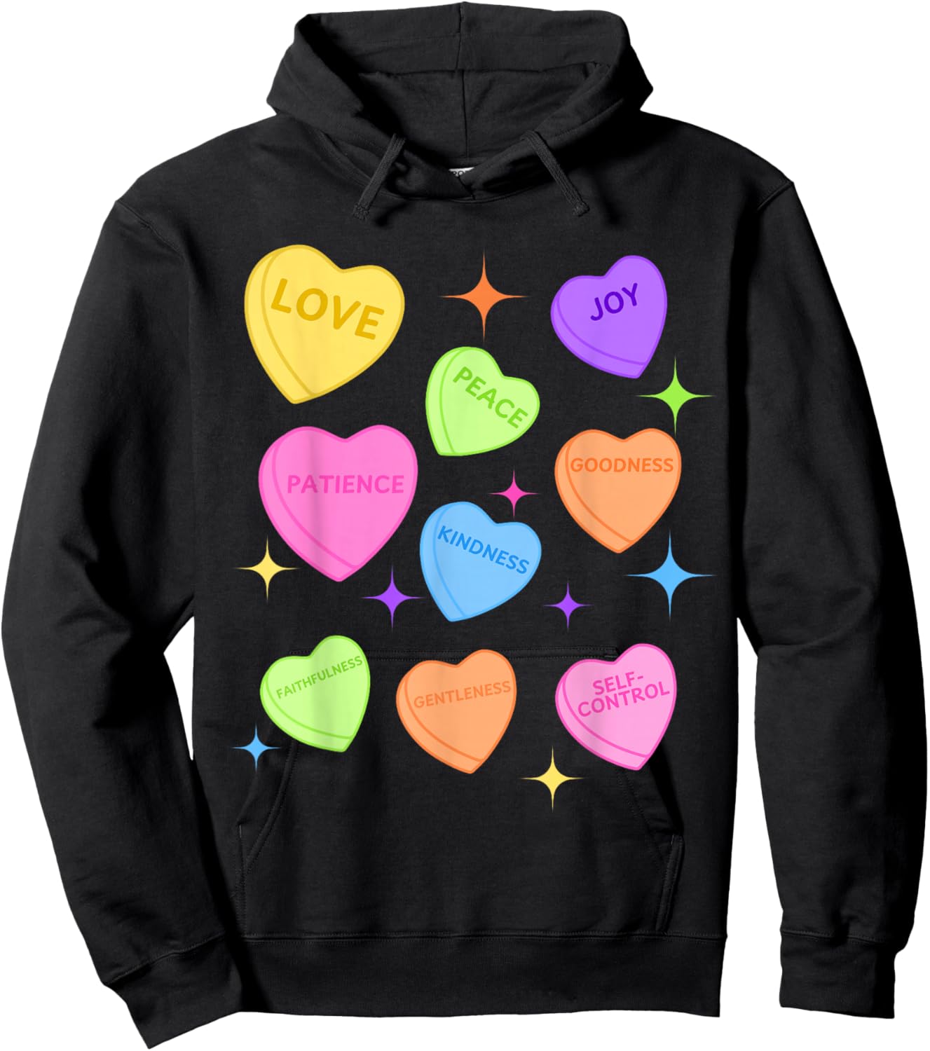 Fruits of Spirit Valentine Christian Valentine Hearts Hoodie - Hoodie | Black
