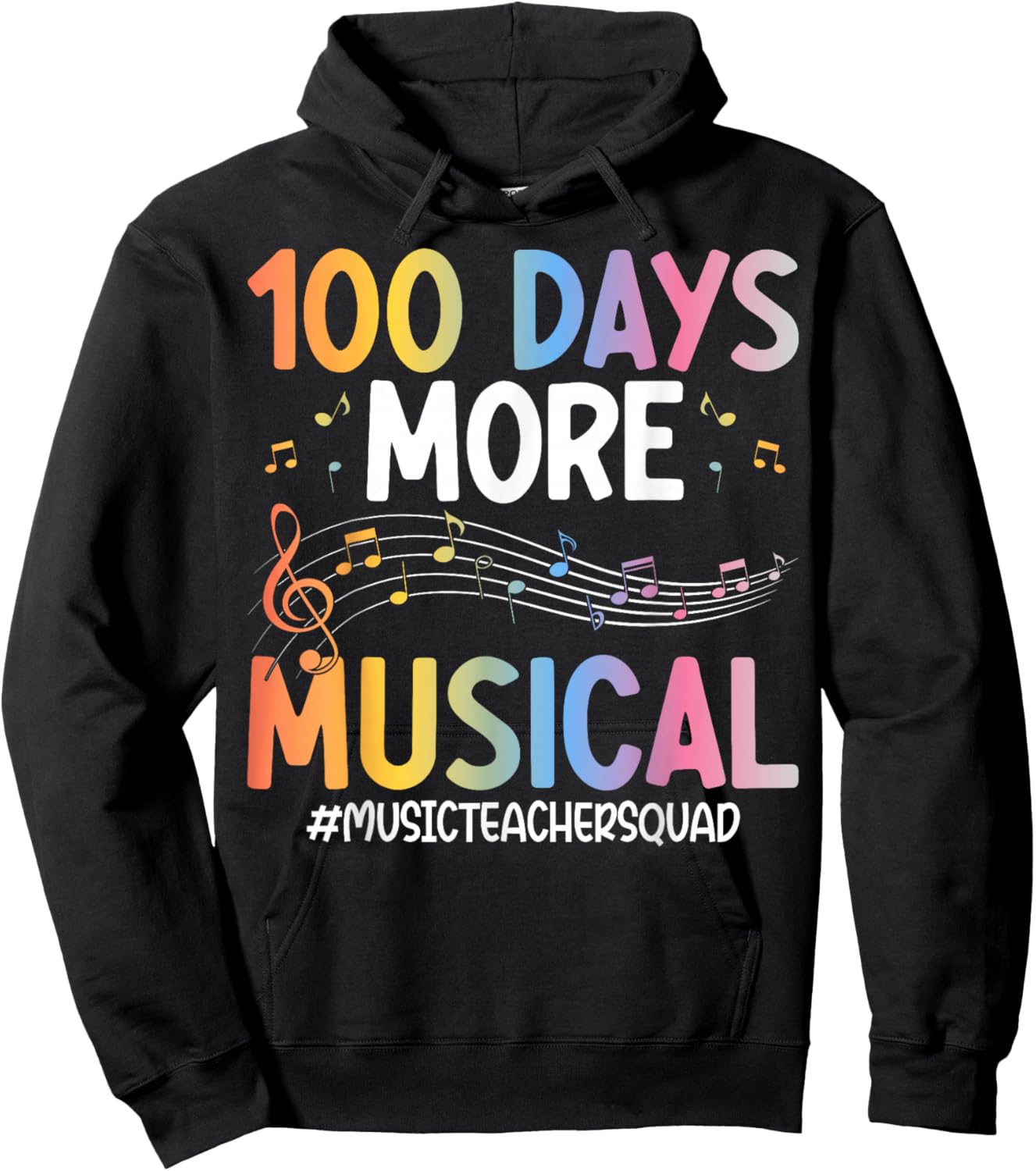 100 Days More Musical Notes 100 Days of School Music Teacher Hoodie - Hoodie | Black