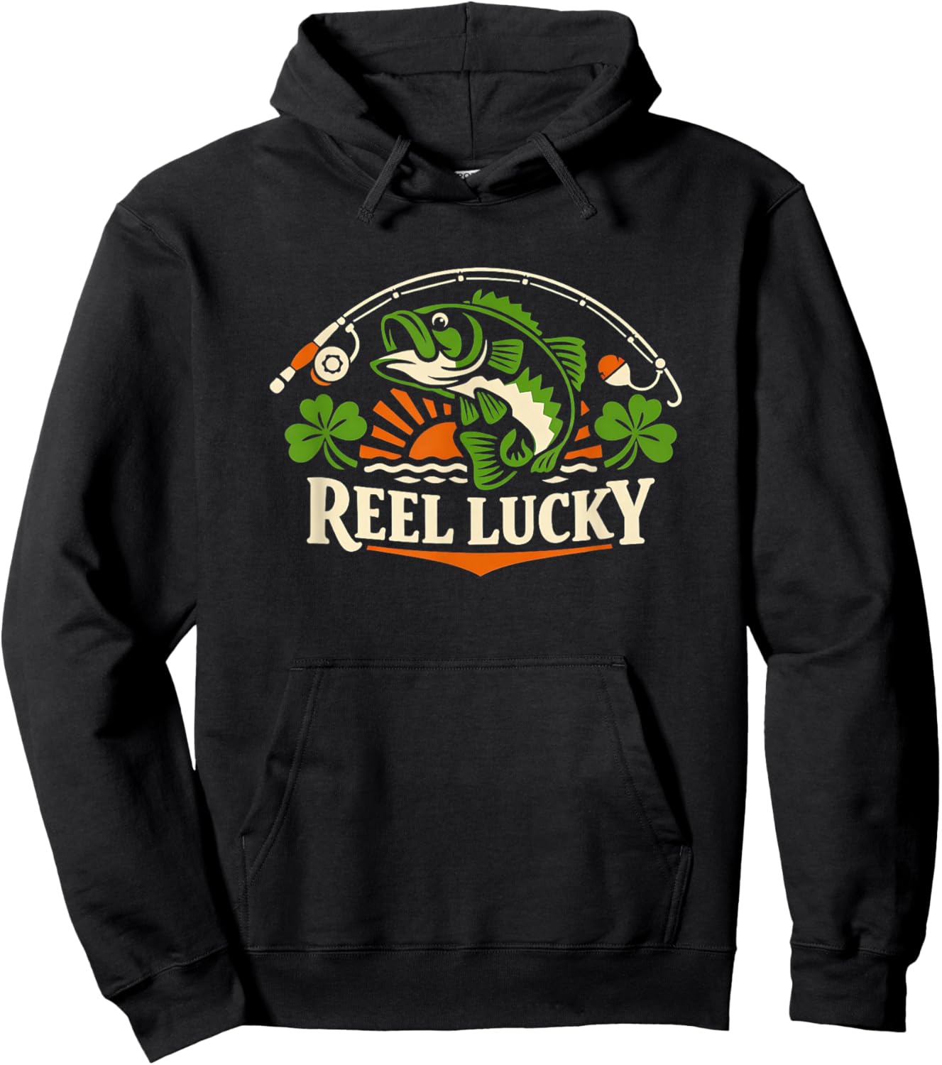 Lucky Angler Shamrock St. Patrick's Day Fishing Hoodie - Hoodie | Black
