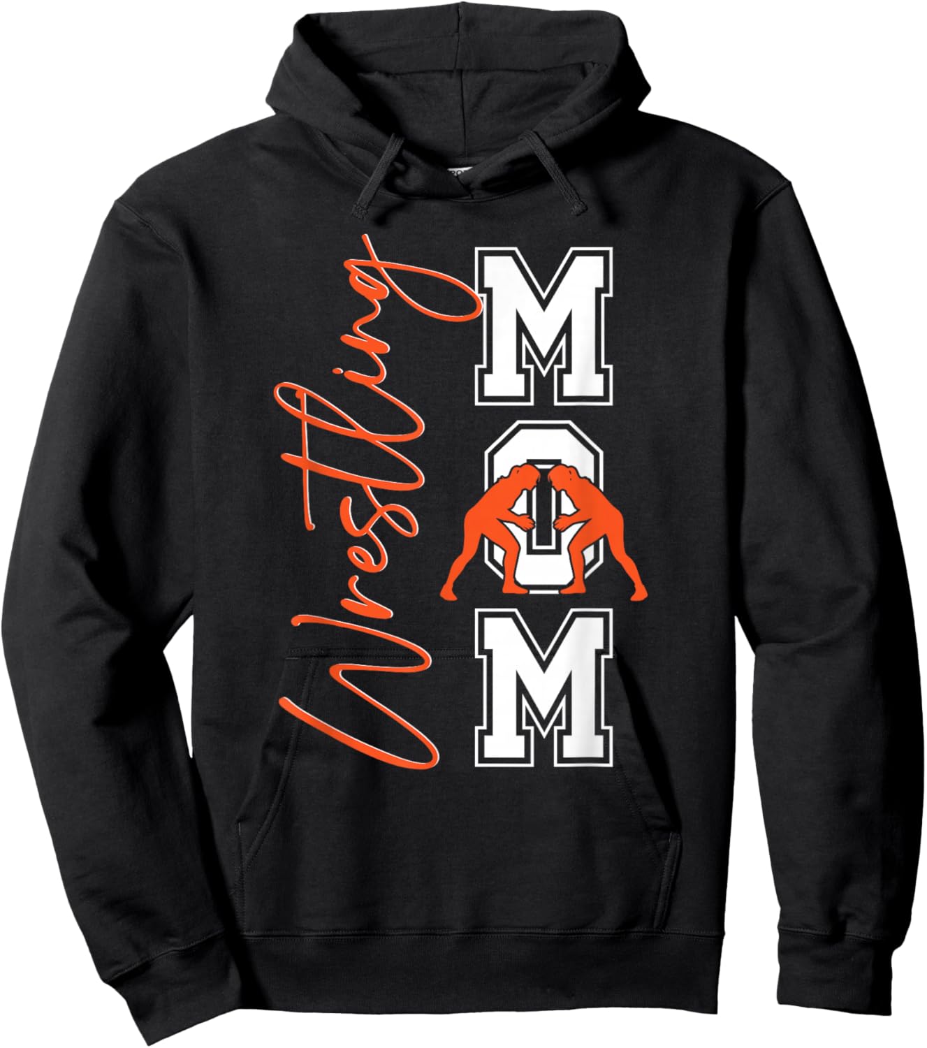 Orange Wrestling Wrestler Mom Mama Mother of Daughter Girl Hoodie - Hoodie | Black