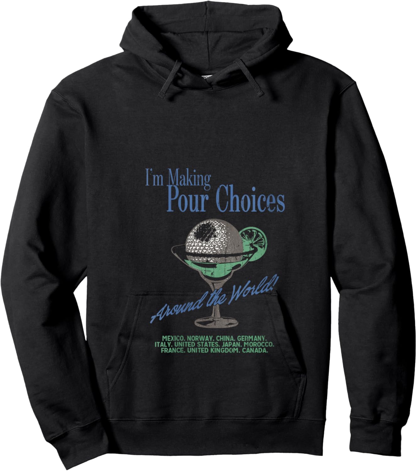 I'm Making Pour Choices Around The World V-Neck Hoodie - Hoodie | Black