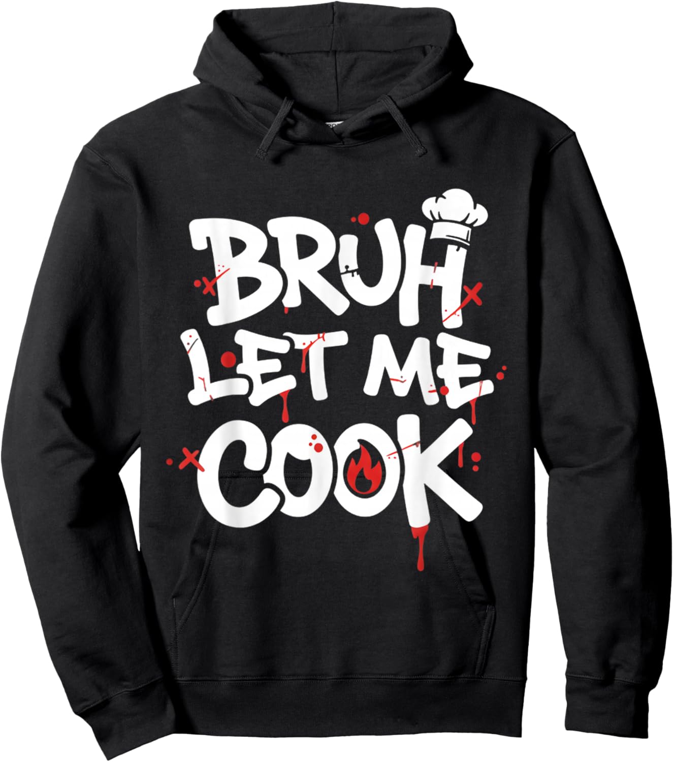 Funny Meme Cooking Retro Bruh Let Me Cook Mom Dad Kitchen Hoodie - Hoodie | Black