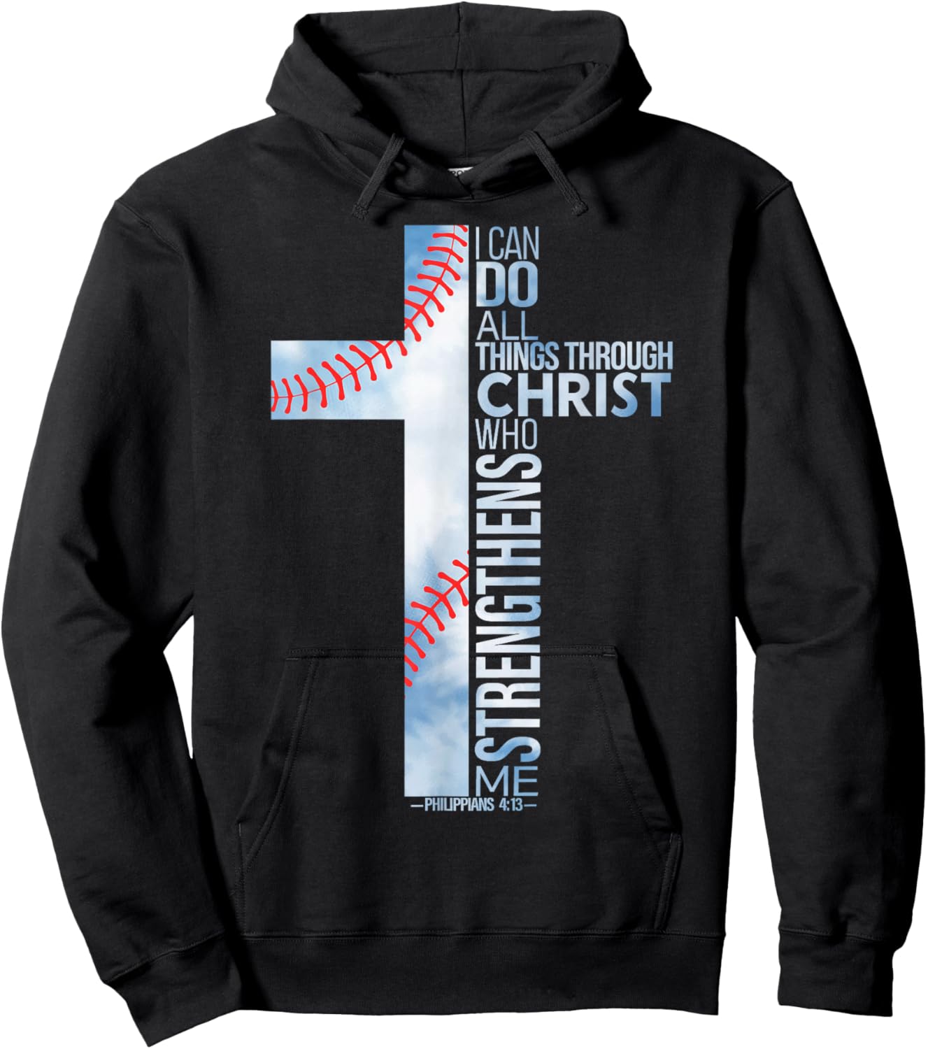 Youth Christian Baseball Men Player Team Religious Graphic Hoodie - Hoodie | Black