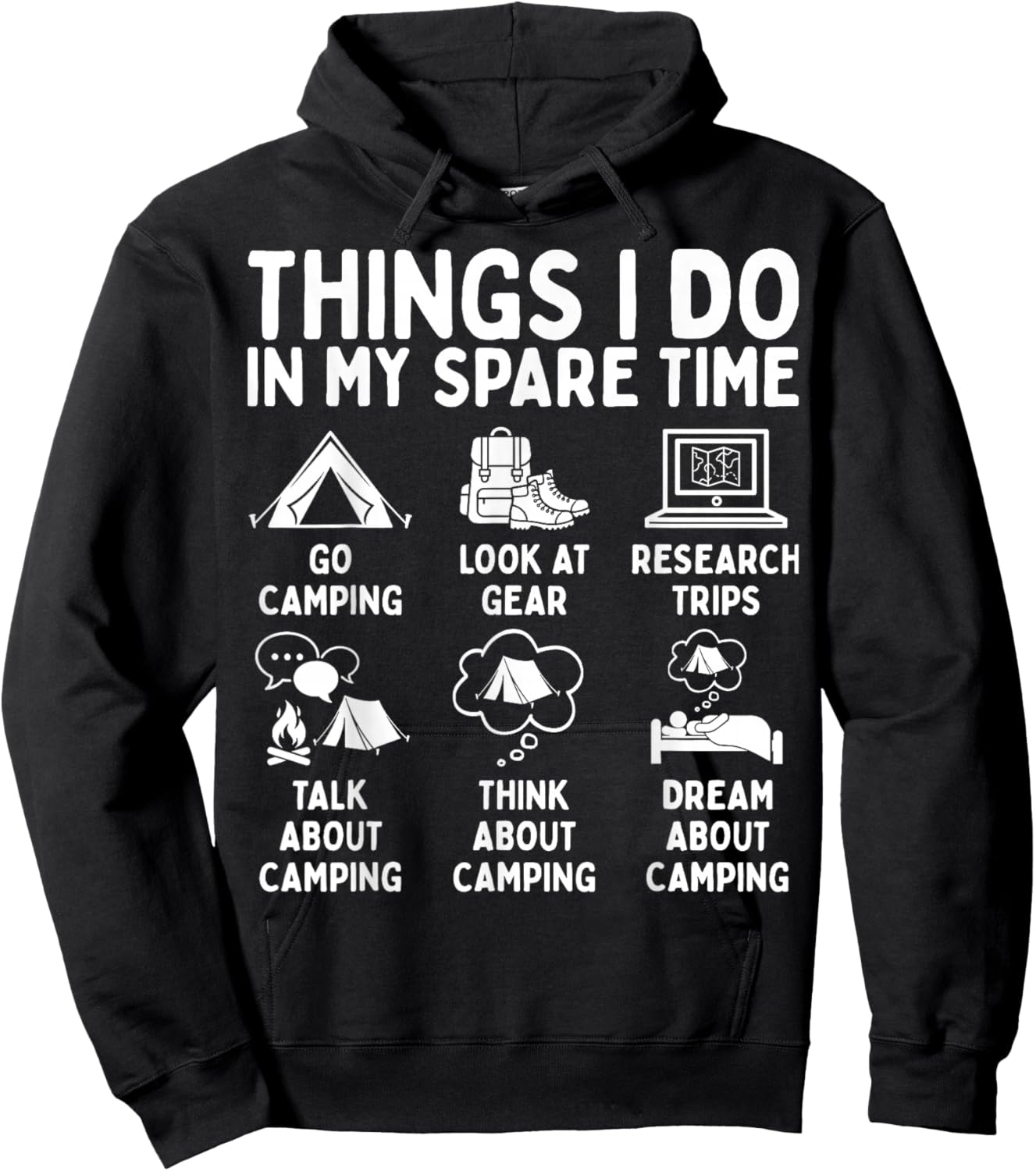 Things I Do in My Spare Time Camping Lover Hoodie - Hoodie | Black