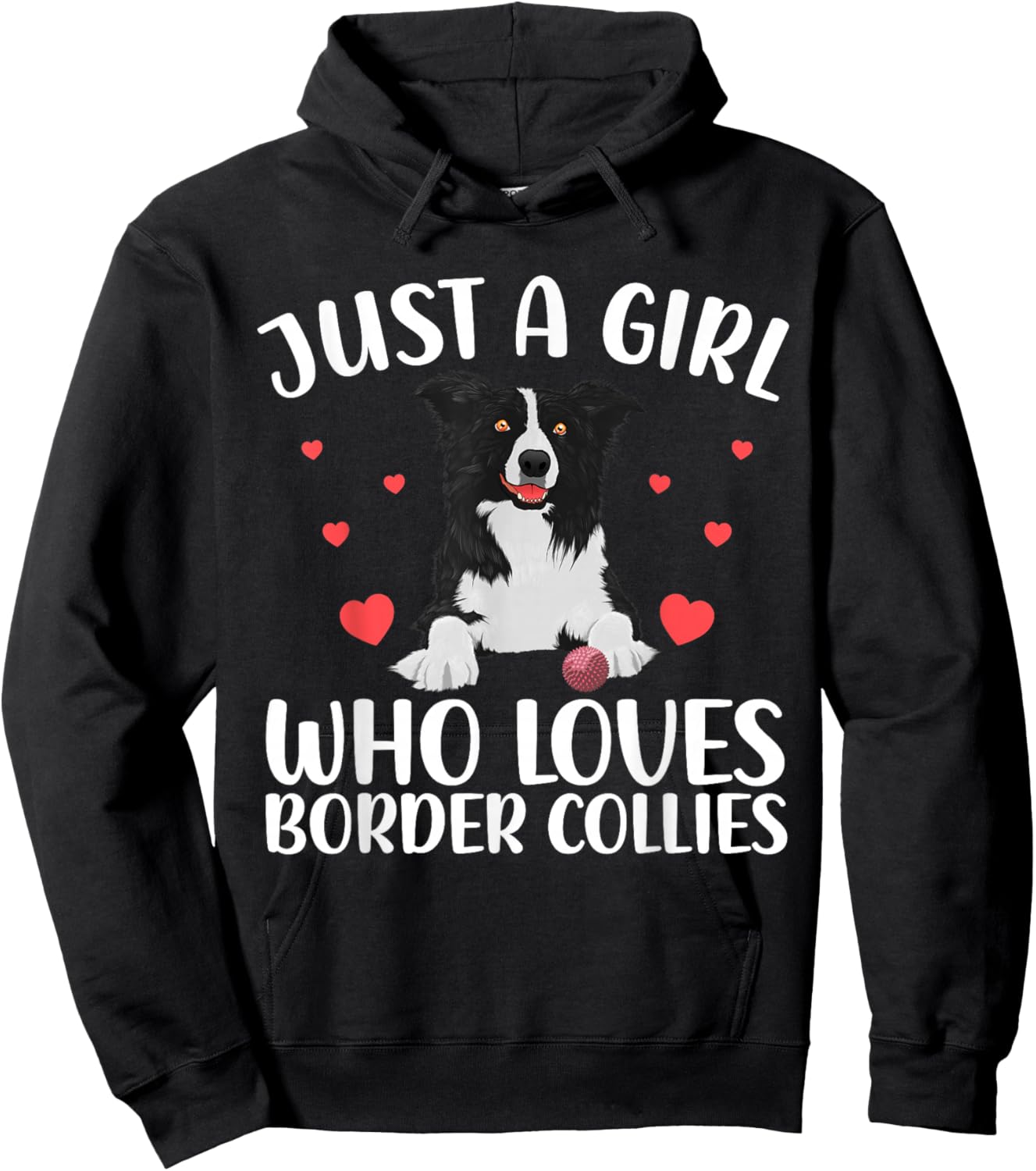 Border Collie Design Girls Dog Border Collie Lover Hoodie - Hoodie | Black