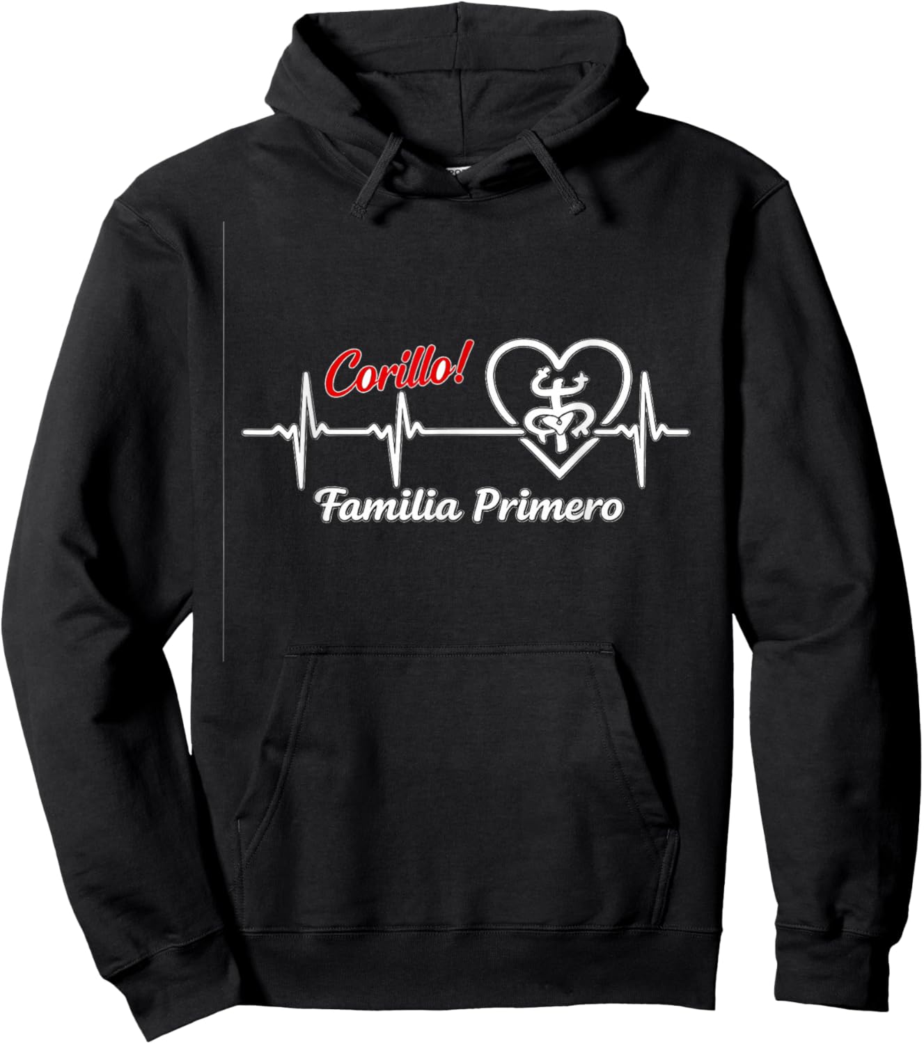 Corillo Familia Primero Puerto Rican Heartbeat Design Hoodie - Hoodie | Black