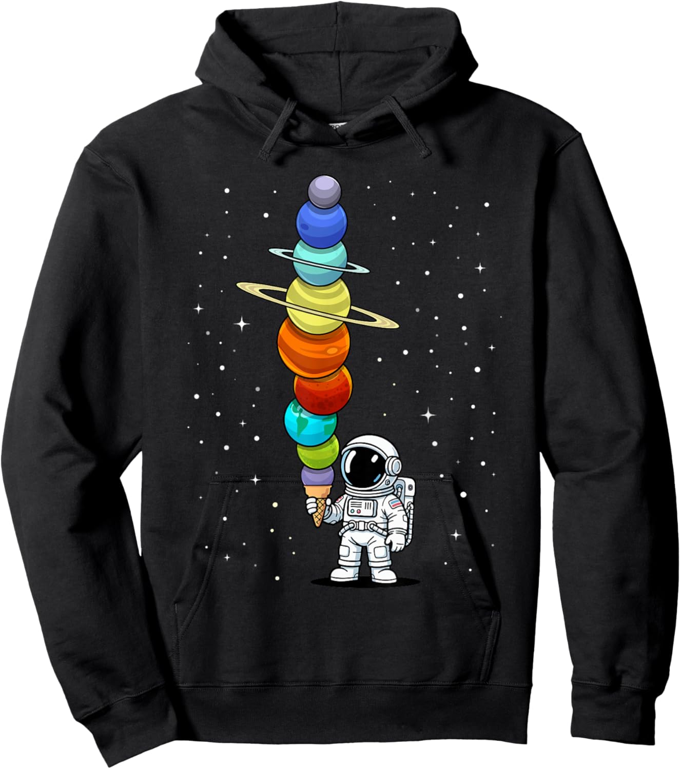 Space Astronaut Ice Cream Cone Planets Solar Systems Boys Hoodie - Hoodie | Black