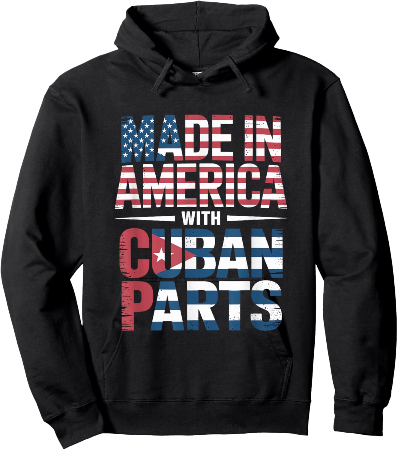 Made in America with Cuban Parts Apparel for Proud Cubans Hoodie - Hoodie | Black