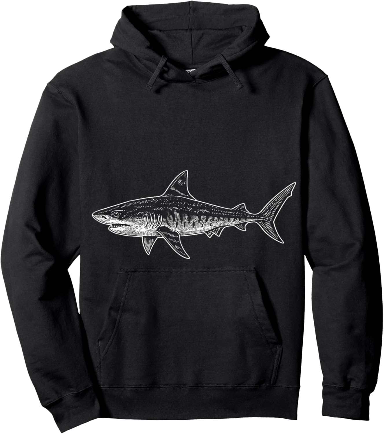 Tiger Shark Illustration Shark Lover Hoodie - Hoodie | Black