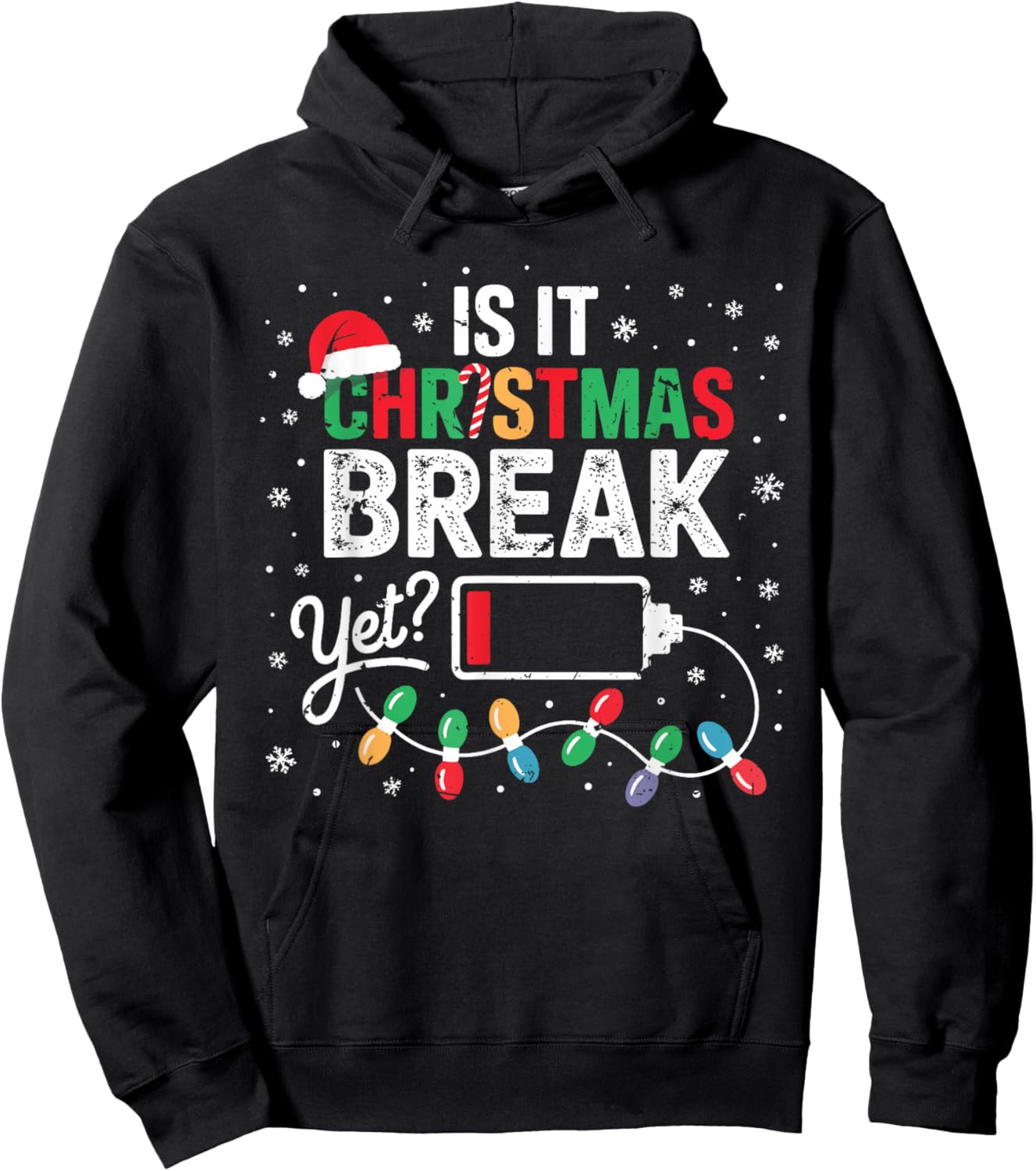 Funny Xmas Holiday is It Christmas Break Yet Teacher Women Hoodie - Hoodie | Black
