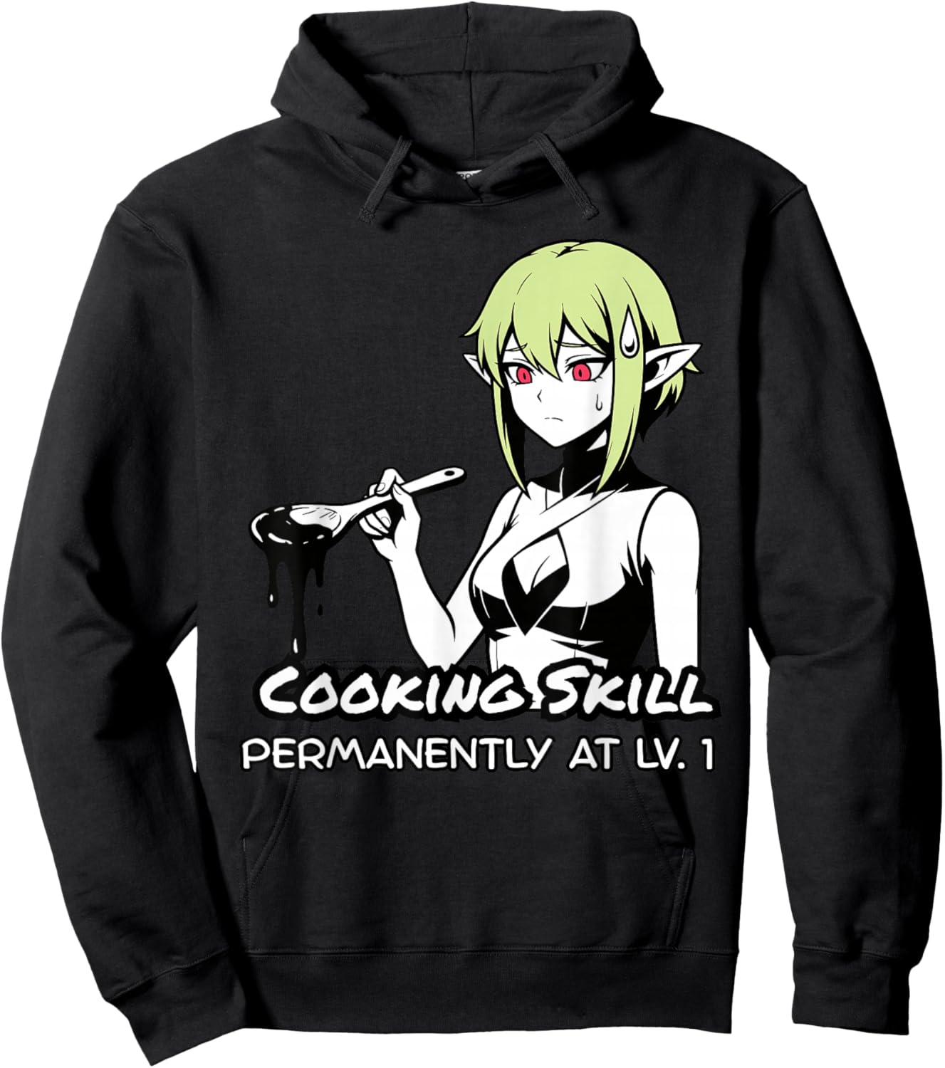 Cooking Skill Permanently LV1 Anime Waifu Art Hoodie - Hoodie | Black