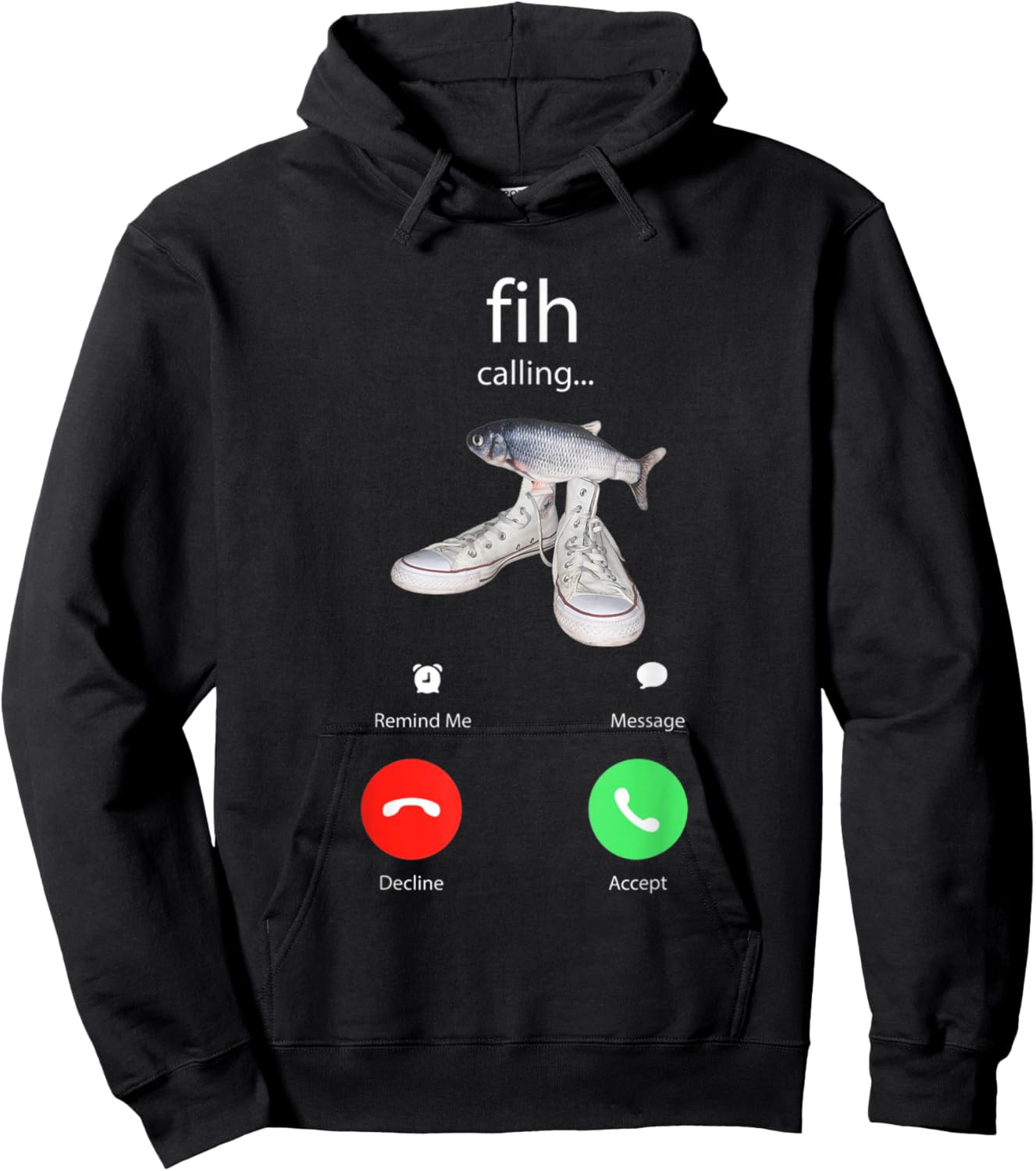 Funny Fish Fih with Shoes is Calling Trendy Meme Hoodie - Hoodie | Black