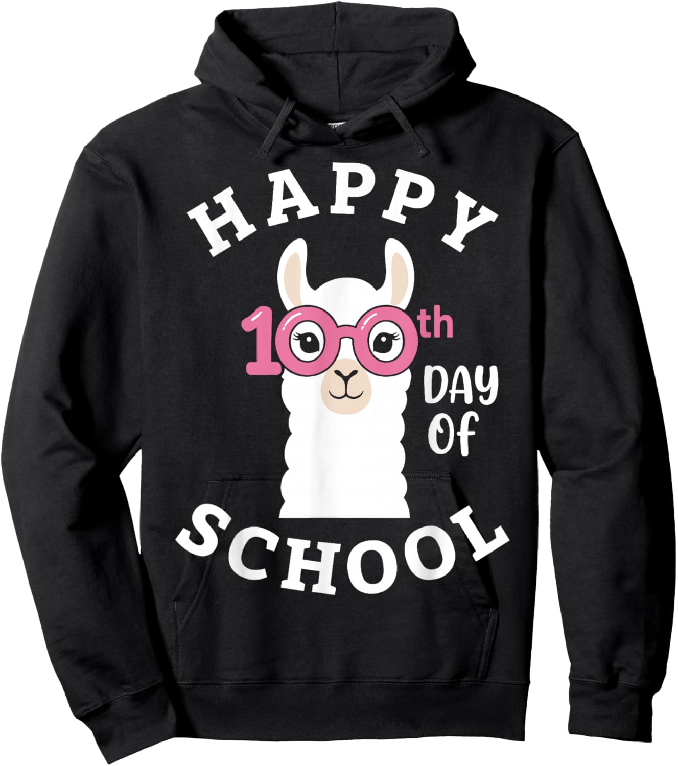 Happy 100th Day of School Llama Teacher Student Hoodie - Hoodie | Black