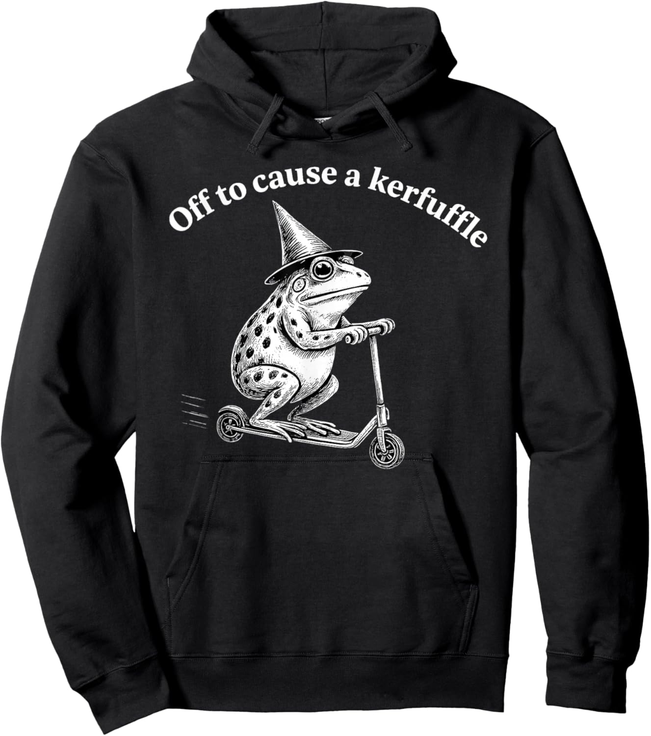 Funny Frog Quote Mischief Humor Whimsical Scooter Art Design Hoodie - Hoodie | Black