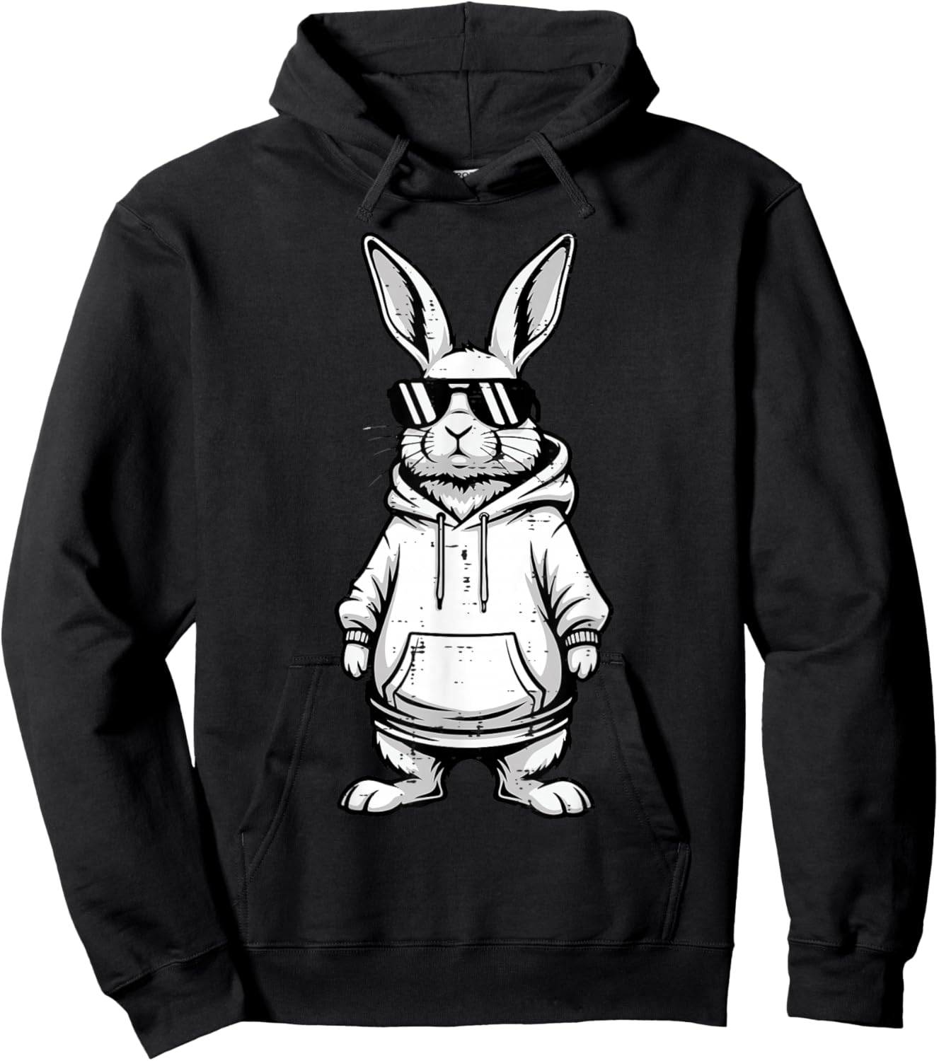 Happy Easter Bunny Sunglasses Rabbit Men Women Kids Hoodie - Hoodie | Black