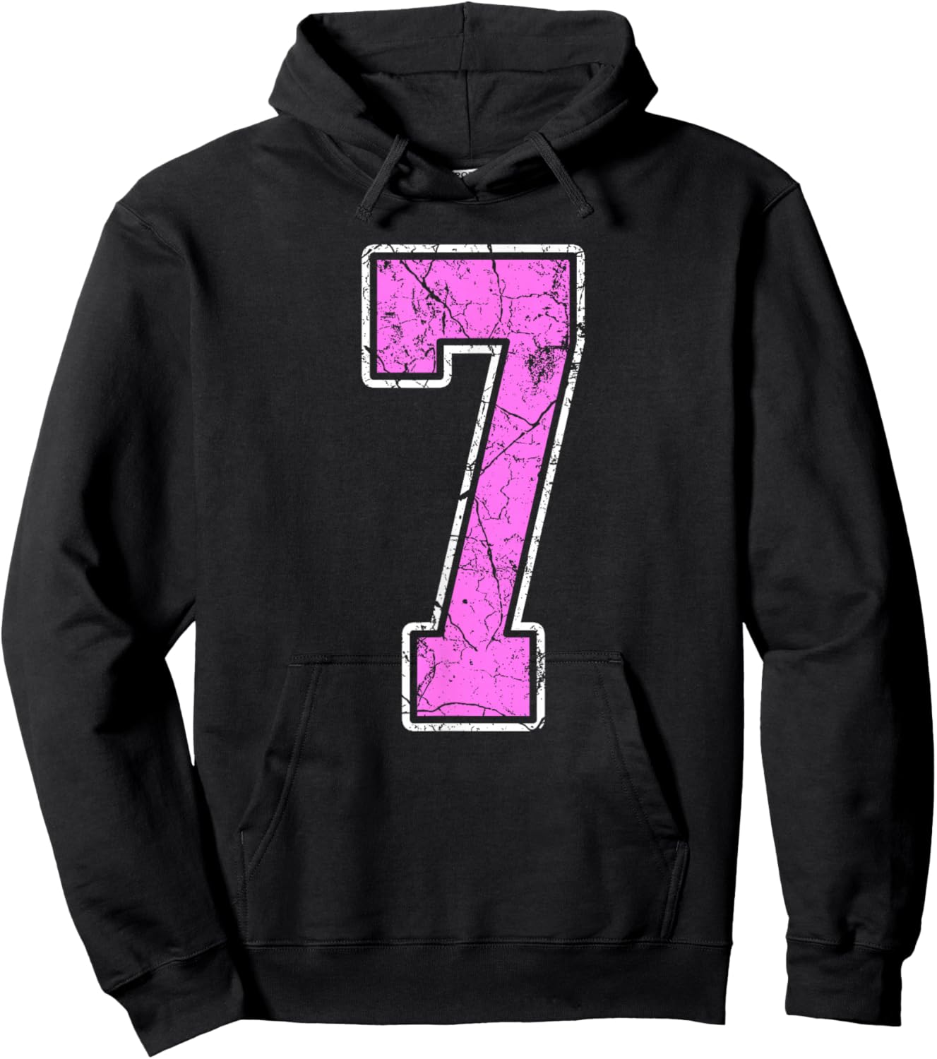 Grunge Pink and Pink Number 7 Jersey Player Uniform #7 Hoodie - Hoodie | Black