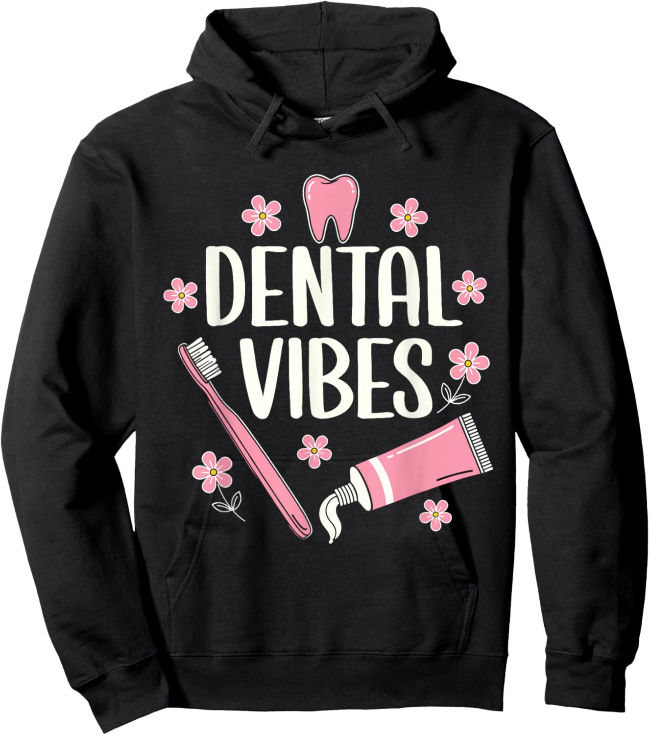 Dental Assistant Vibes Funny Retro Dentist Hygienist Teeth Hoodie - Hoodie | Black